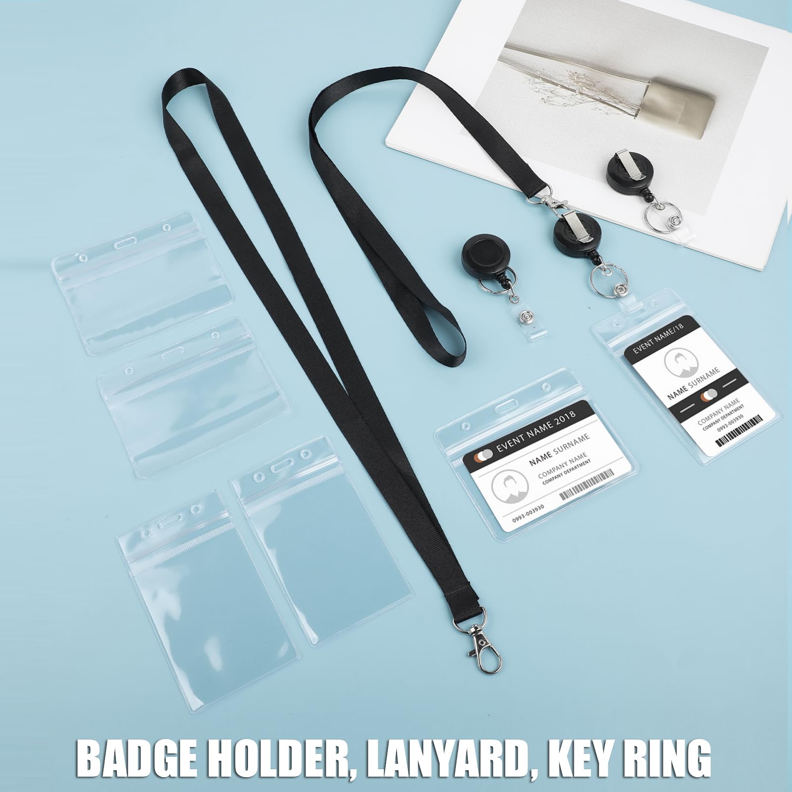 Porta Badge Retrattile con Lanyard, Porta Carte Trasparente e Custodia Impermeabile per DNI e Carte