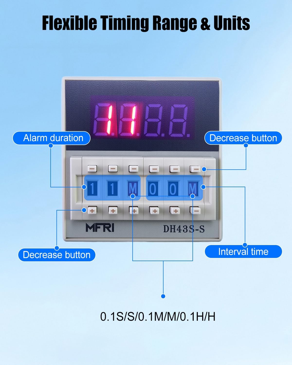 Cycle Timer Alarm, 0–110dB Adjustable Volume with Flashing Light, Dual Mode Timer (Cycle & Single), Reset Button, AC110V Industrial Timed Alarm
