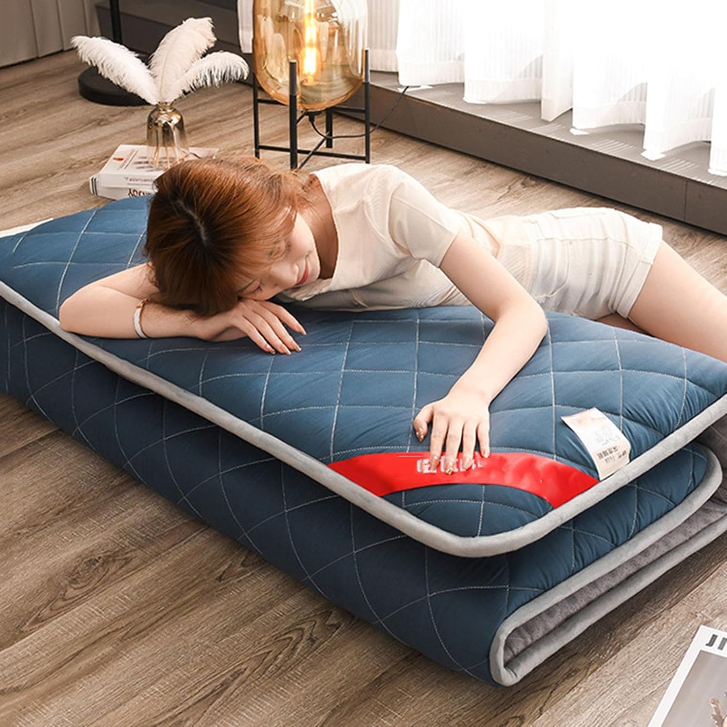 Colchón de futón de Suelo japonés, colchón Enrollable Plegable, colchón de Cama de Masaje tailandés, colchoneta de Tatami, colchón para Dormir para Suelo (Color : A, Size : 1.2X2.0m)