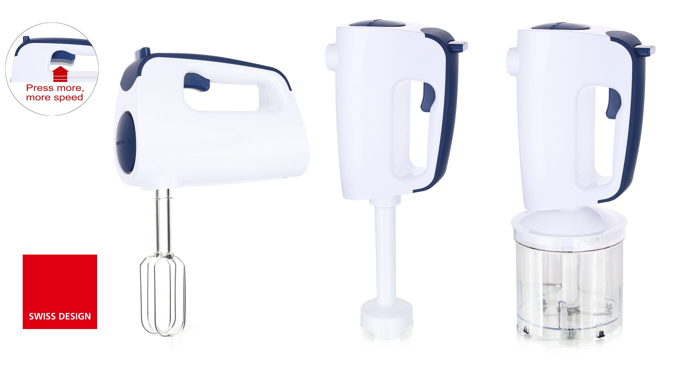 Emerio Hand Mixer Set with Revolutionary 1-Finger Speed Control Garden Mixer, 3-in-1, Easy to Handle, Powerful 300 Watt, BPA-Free, Soft Grip, Easy to Clean, Grey Emerio Hand Mixer Set with Revolutionary 1-Finger Speed Control Garden Mixer, 3-in-1, Easy to Handle, Powerful 300 Watt, BPA-Free, Soft Grip, Easy to Clean, Grey