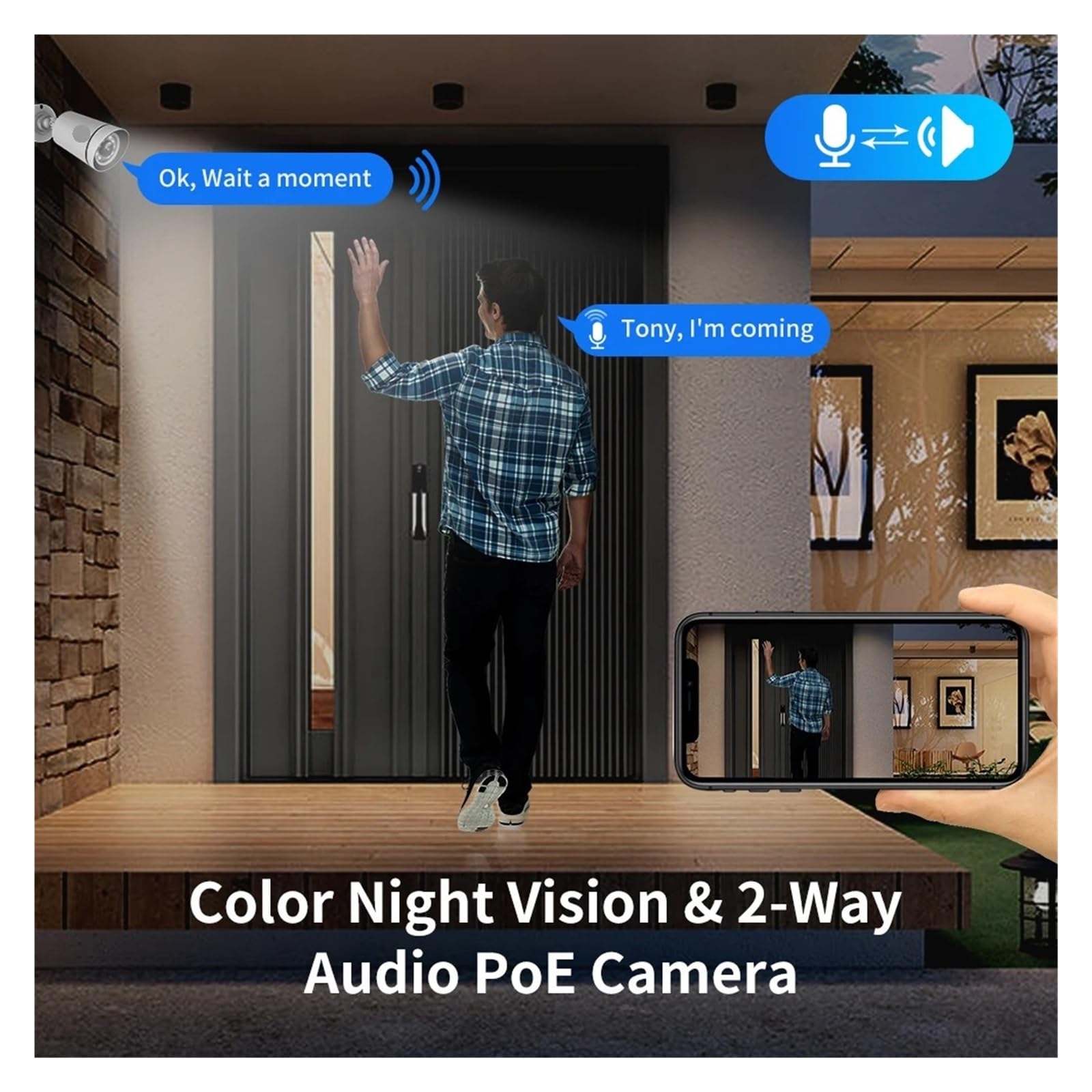 Telecamera di sicurezza IP da esterno 4K PoE da 8 MP | Telecamera CCTV con visione notturna a colori, allarme di movimento e sorveglianza intelligente