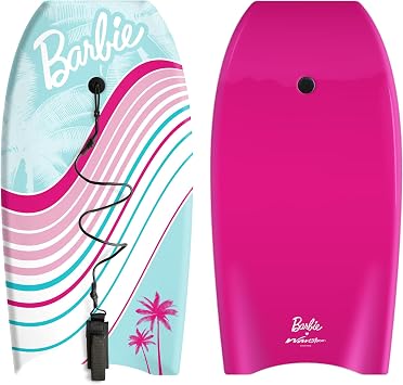 BarbieTM Signature 36in Bodyboard by Wavestorm | Graphic top Deck with high Density Slick Bottom | for Kids and Adults |Foam Construction with Accessories |,Light Blue