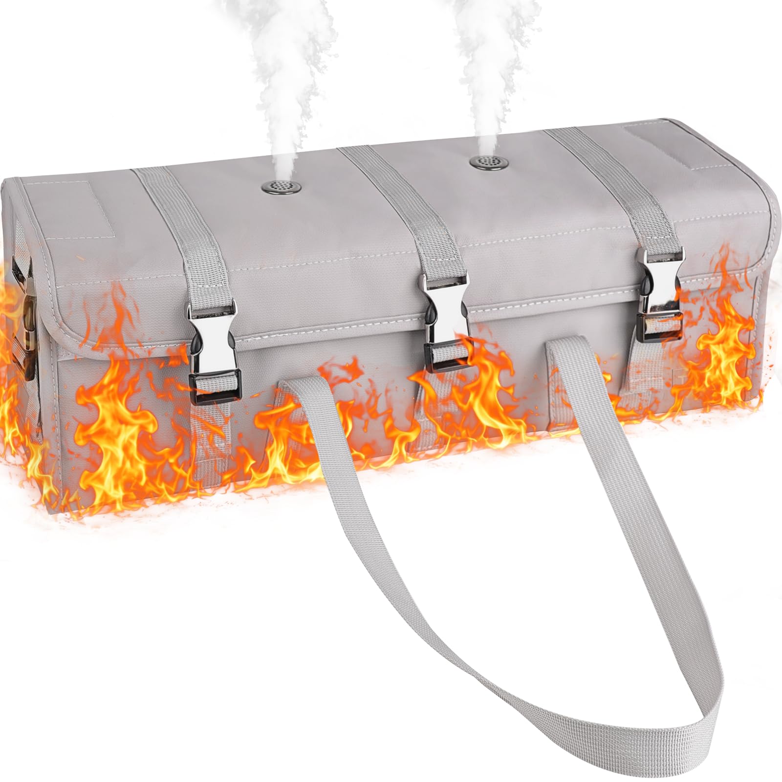 Tamfile E-Bike Akku-Tasche, Feuerfeste Explosionssicher Ebike Akkutasche, 49 x 15 x 15 cm Große Kapazität Aufbewahrungstasche für Fahrrad Akku Lipo-sichere Tasche für Lagern, Laden, Transportieren | Explosionsgeschützte Entlüftungsöffnungen