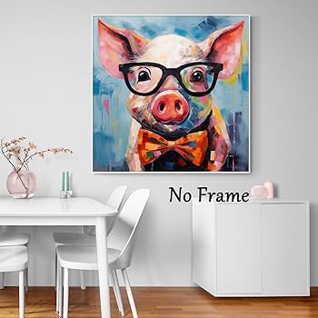 Amazon.co.jp: XBUMHOAL カラフル ブタ キャンバス ウォールアート