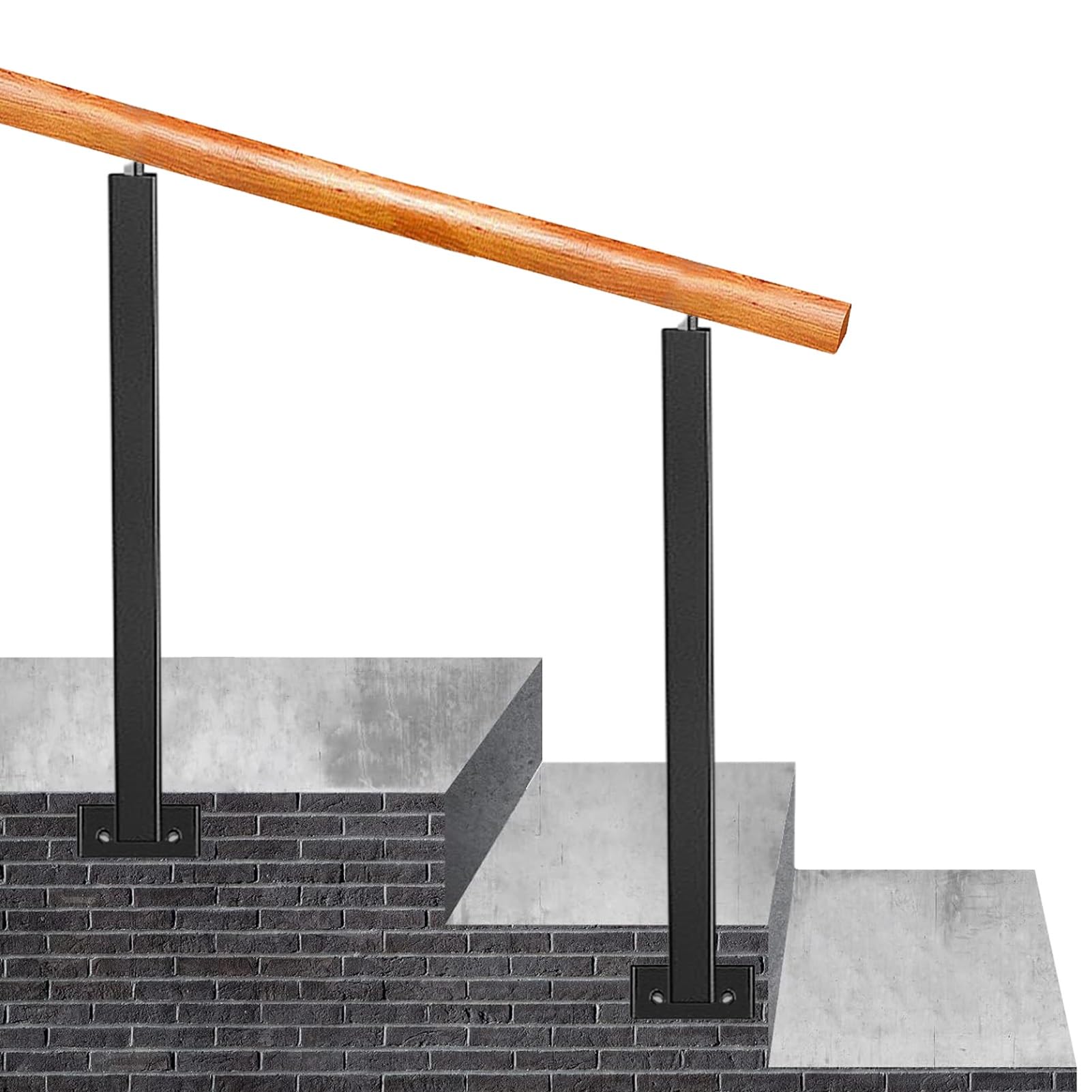 Rampe d'escalier en bois pour sécuriser le jardin et les marches de l'entrée