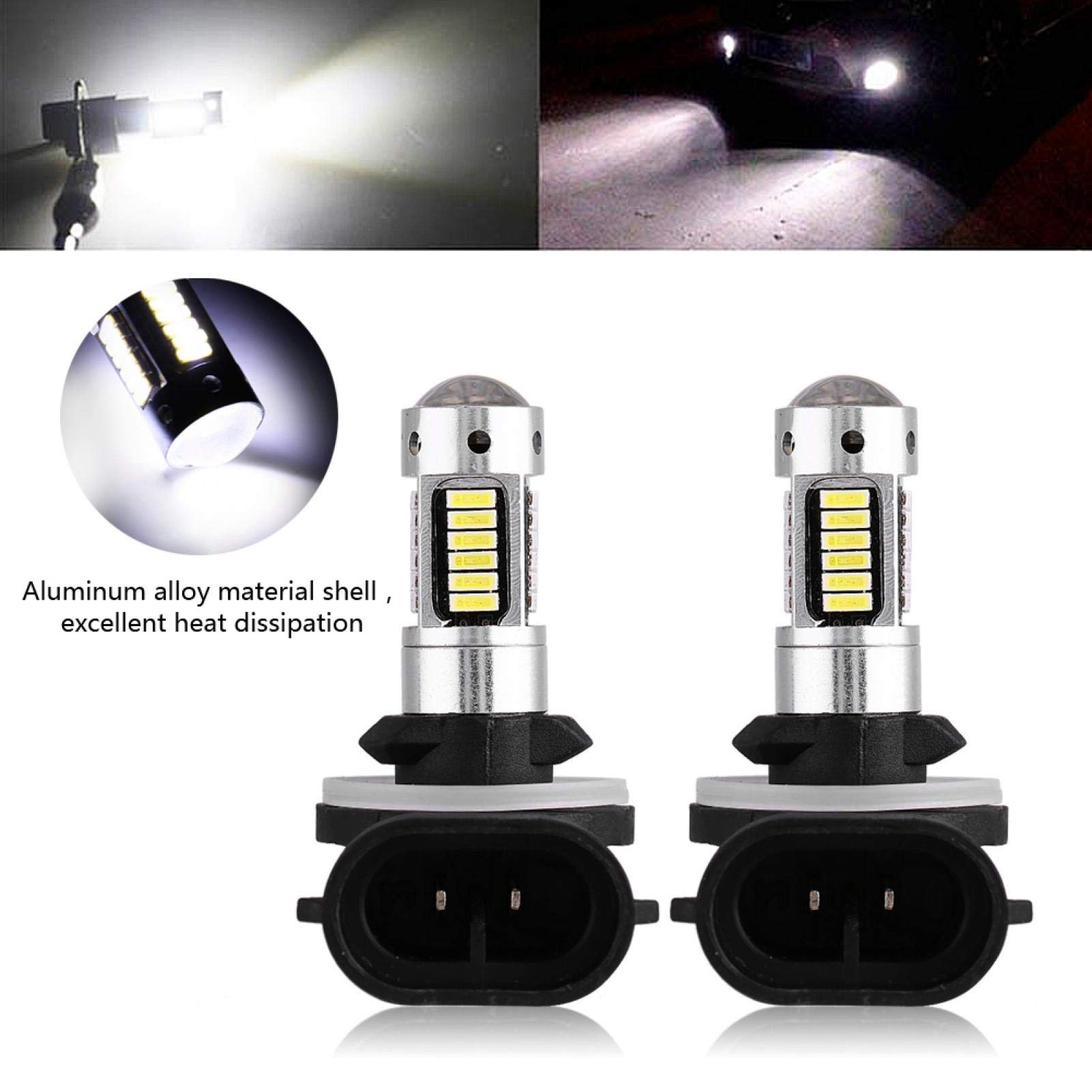 Bombillas de luz antiniebla para coche, 1 par DC 12V 881 4014 Lámpara de bombilla LED blanca para faros antiniebla DRL
