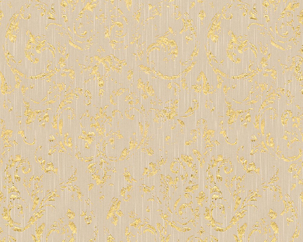 Architects Paper Tapeta tekstylna Metallic Silk tapeta z ornamentami barokowa 10,05 m x 0,53 m beżowy metalik Made in Germany 306602 30660-2