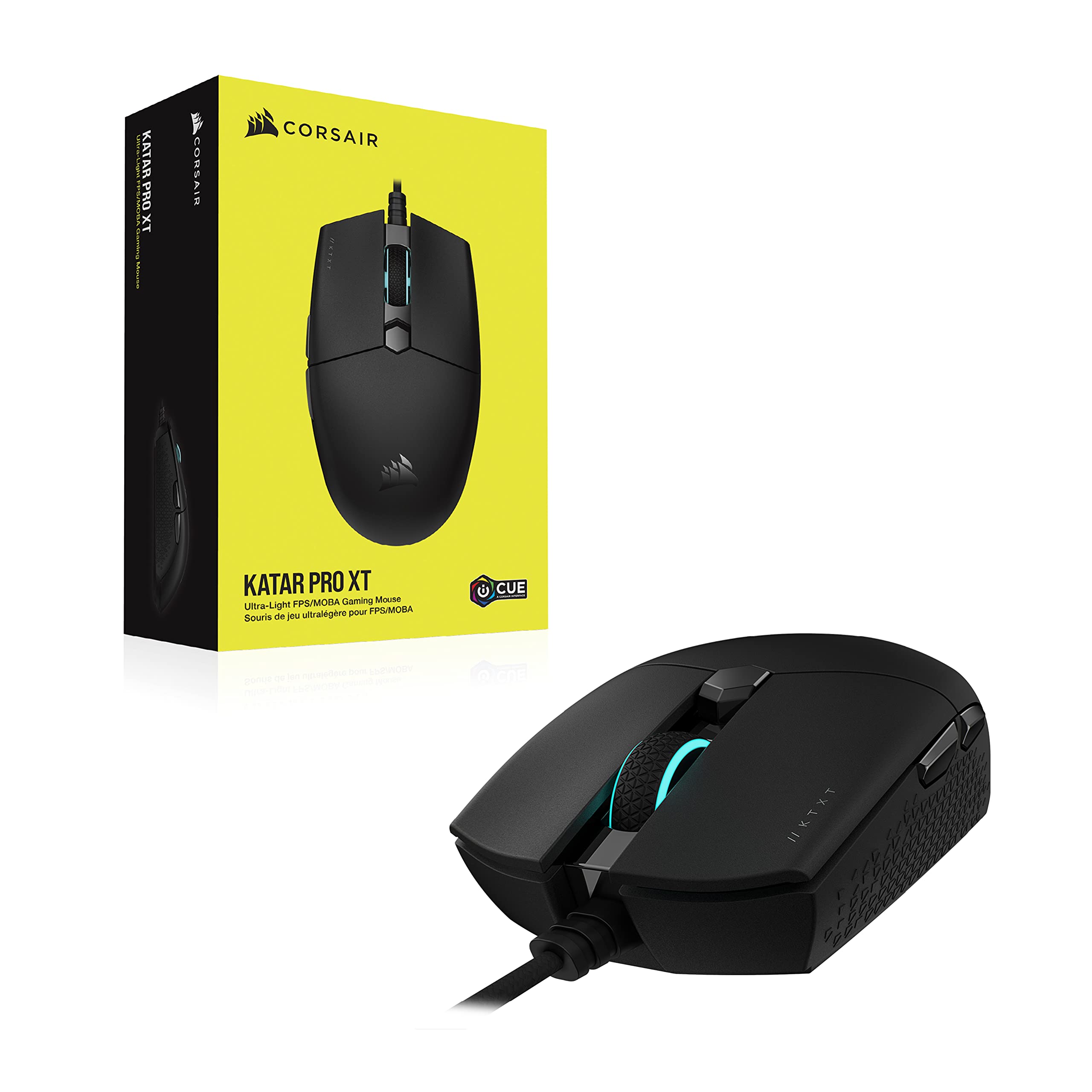 Corsair KATAR Pro XT Souris Gaming Ultralégère – 18 000 DPI – Noir | Forme Symétrique, Adaptée à Tous Les Styles de Prise en Main, Corsair QUICKSTRIKE Boutons Ressort