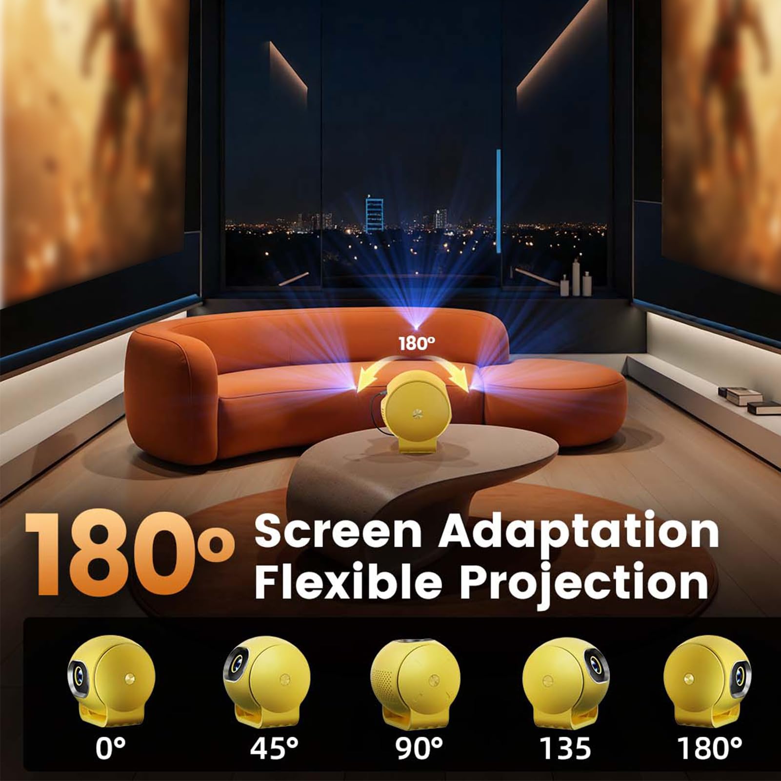 Generic Mini Proiettore 4K, Proiettore Home Theater a LED con 14.0, Messa a Fuoco Automatica, 150 ANSI, Display da 30 a 200 Pollici, per la Visualizzazione di Film in Casa (Spina europea)