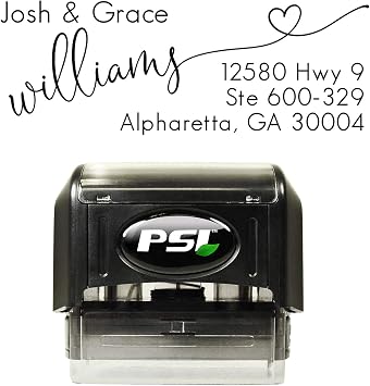 Personalized Address Stamp - Custom Self Inking Stamper - Black Ink, Wedding Rubber Stamp, pre-Inked with Black Ink, PSI