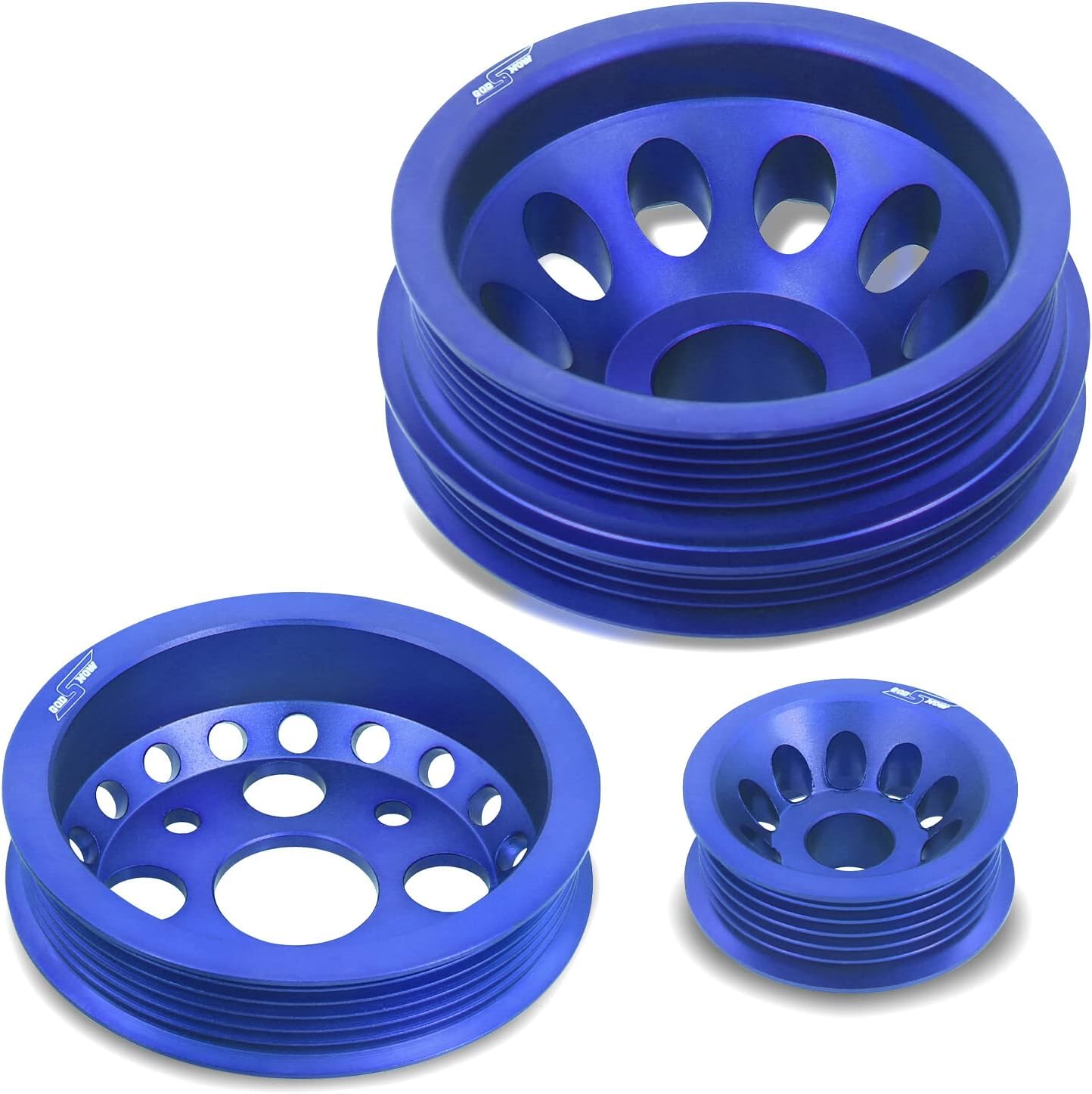 AJP Distributors JDM High Upgrade Light Weight Aluminum Engine Alternator Idler Crank Pulley Wheel Kit Anodized Blue Compatible/Replacement For 350Z G35 VQ35DE 2002 2003 2004 2005 2006 02 03 04 05 06