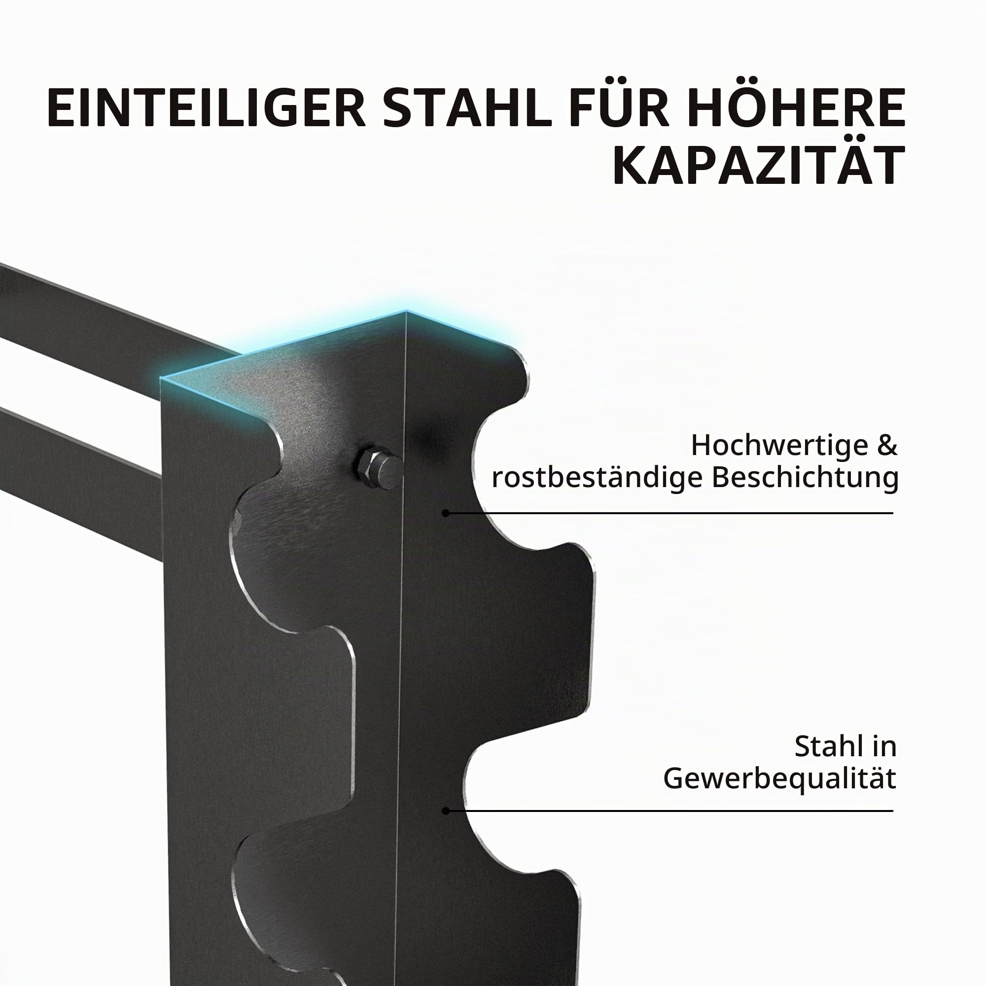 PROIRON Kompakte.stabile Hantelablage 20 Kurzhanteln.Mehrstöckige Hantelablage mit extralangen Stahlrohren (200 kg Belastbarkeit) Hantelständ Gewichtsständ Gewichtsaufbewahrungsständ