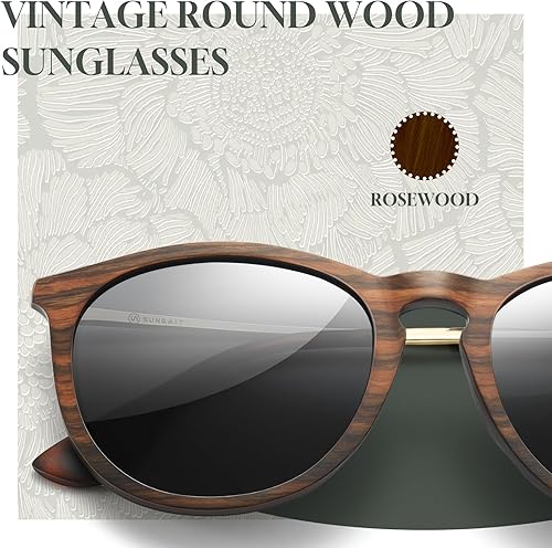Miniatura 2 de SUNGAIT Gafas de sol redondas vintage prémium para mujeres y hombres, estilo clásico retro y moderno