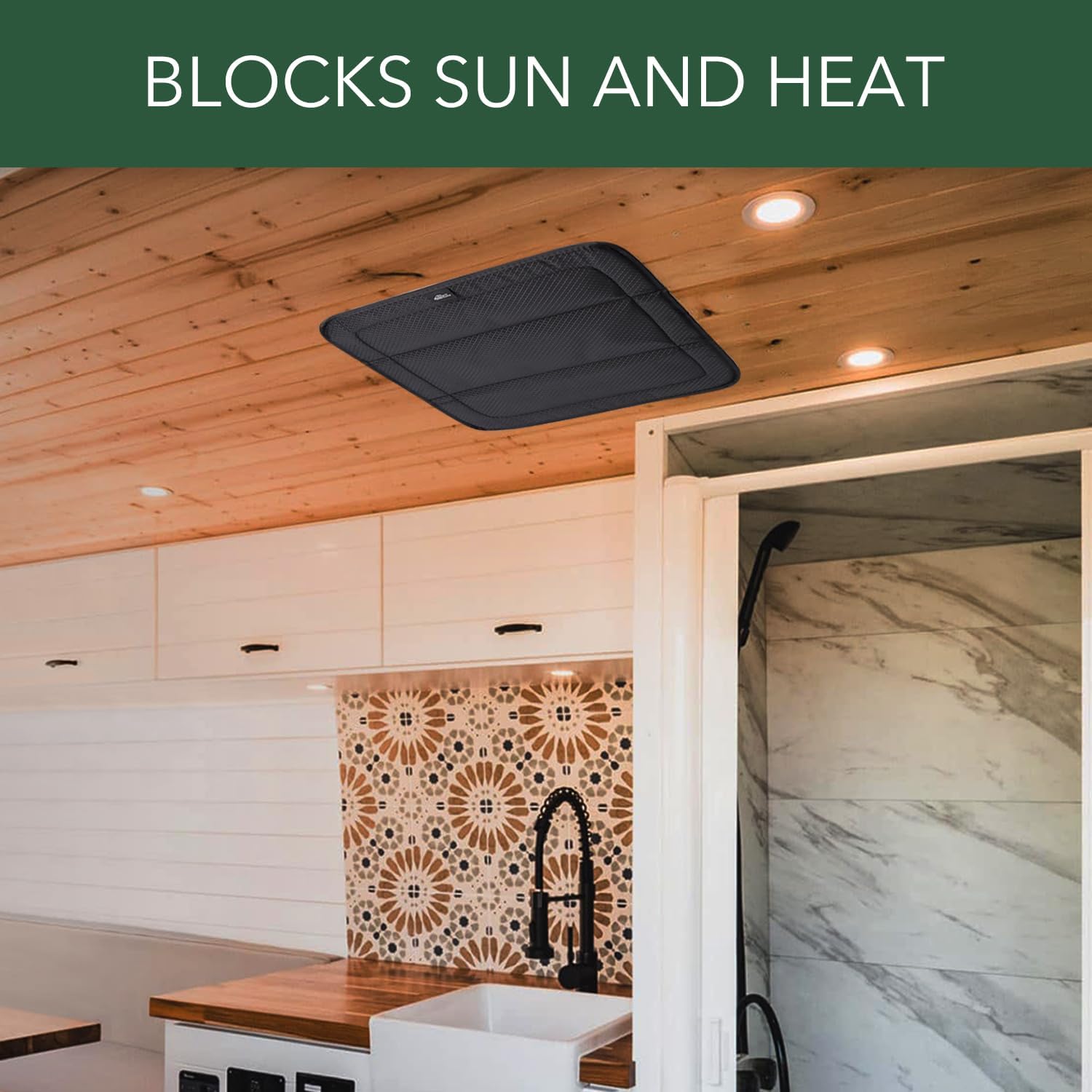 Extra-Thick Magnetic RV Roof Vent Cover for MaxxAir/Fantastic Fan, 16.5" x 16.5", Foldable Insulated Blackout Skylight Cover, 4 Season