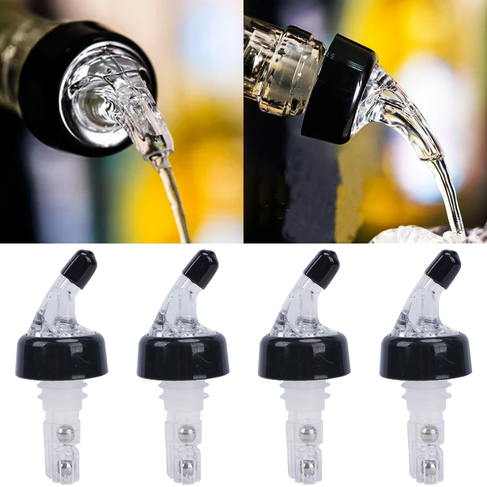 4 Piezas Vertedor de Botellas 20ml Vertedor Automático de Botellas Medido Vertedor de Botellas Vino 2CL Cónica Boquillas Anti-Goteo Dispensador para Bebidas Cócteles Aceite y Vino