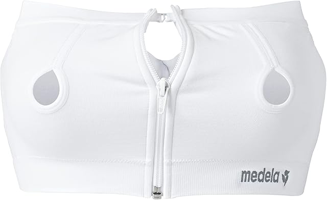 Medela Women's Easy Expression Bustier - for Comfortable, Hands-Free Breast Pumping, Compatible with All Medela Breast Pumps, White, S