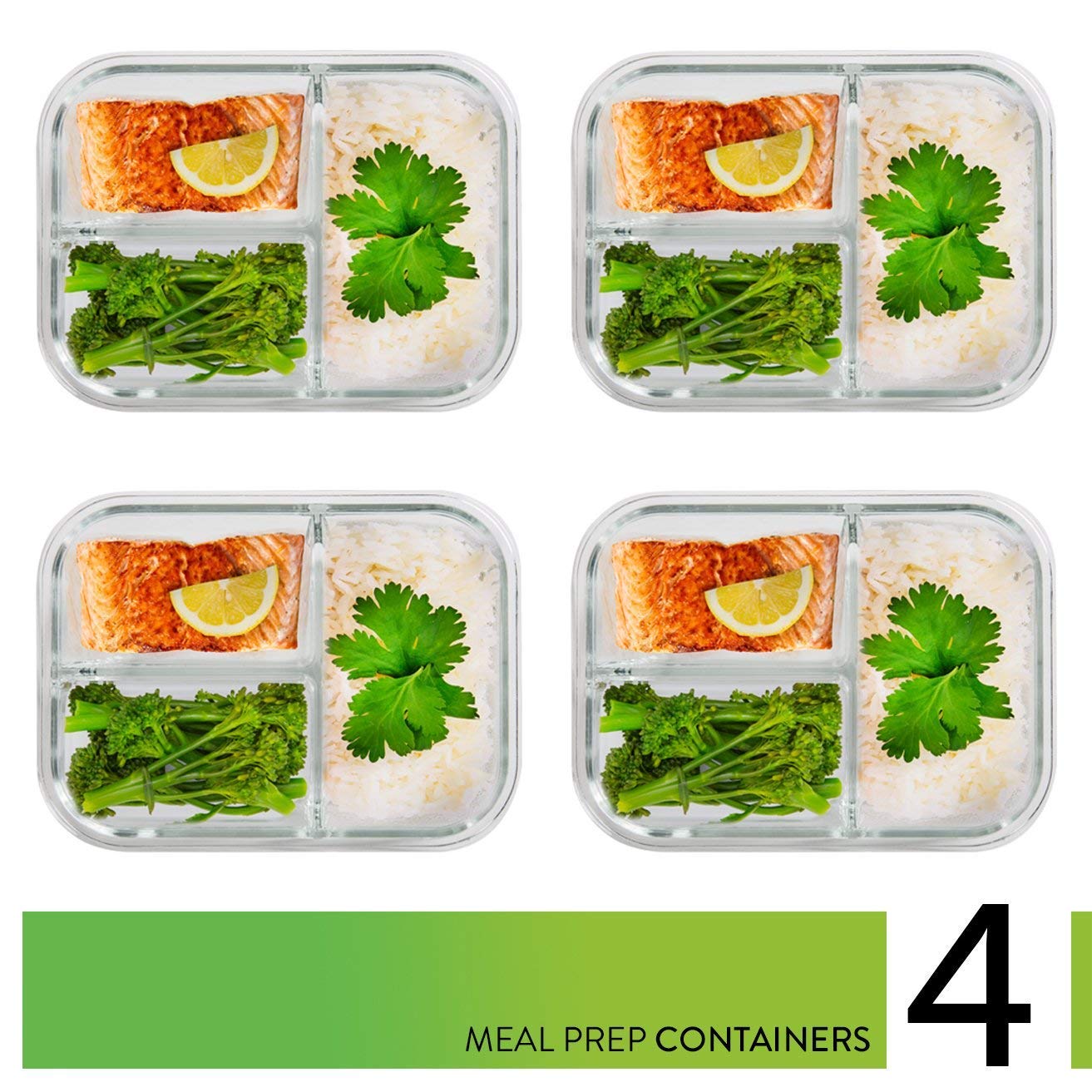 Buy Prep Naturals Glass Meal Prep Containers 3 Compartment Food Containers Meal Prep Food Prep