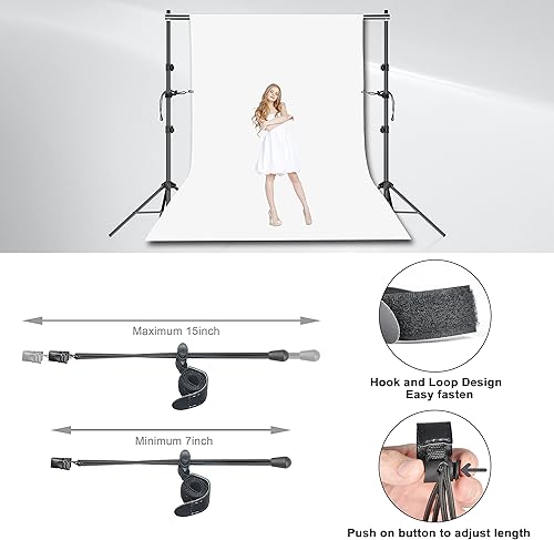 Miniatura 9 de FUDESY Soporte de pancarta de fondo de 10 x 8 pies con 14 paquetes de abrazaderas de clips de fondo