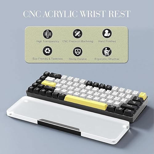 Miniatura 2 de Reposamuñecas para teclado acrílico, color negro, 68 teclas, ergonómico, reposamanos para teclado de computadora