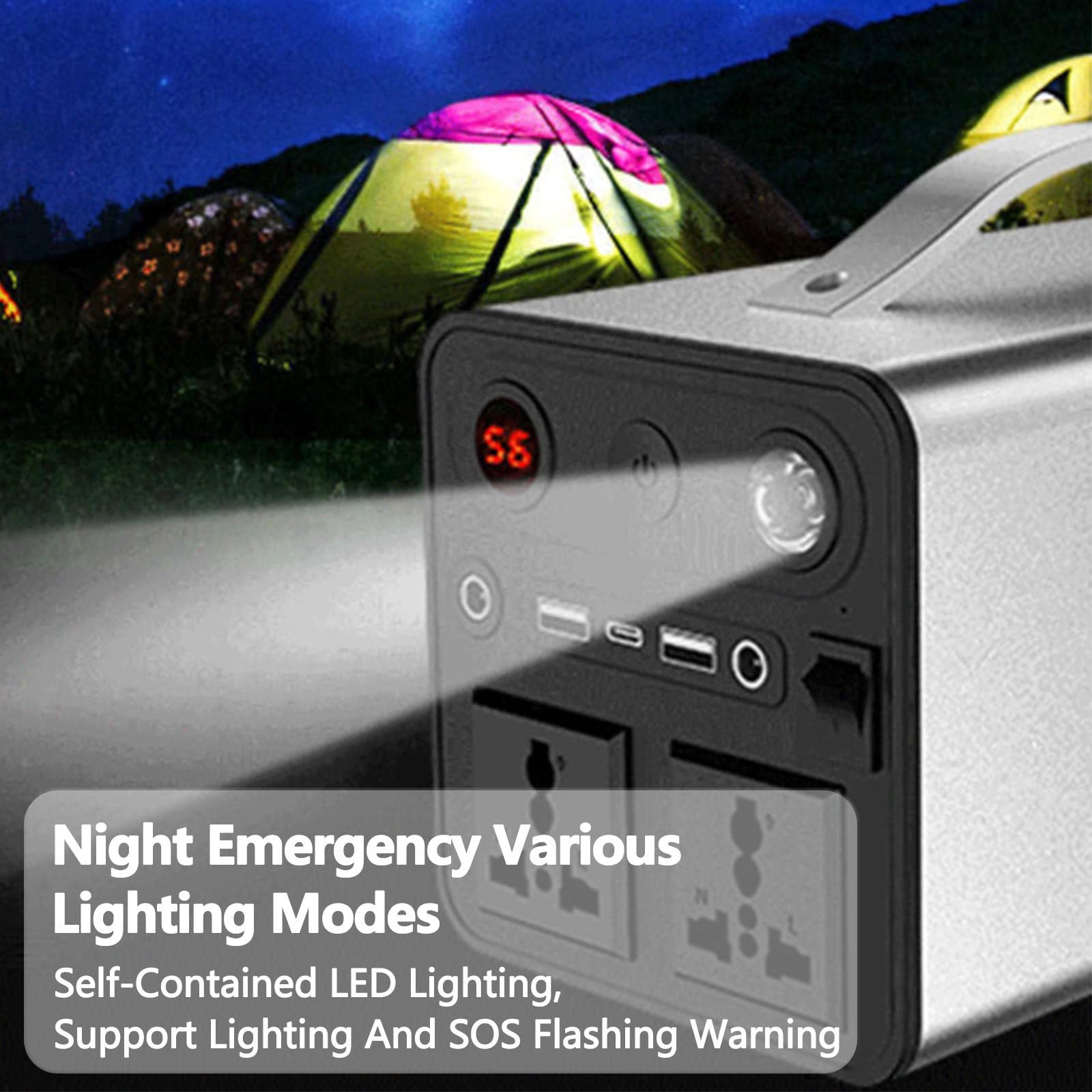 Centrale elettrica Portatile da Esterno, Centrale elettrica Mobile di Emergenza, Alimentatore da Campeggio, Presa CA/CC/USB/Tipo C, Adatta per Avventure all'Aria Aperta e Viaggi in Camper