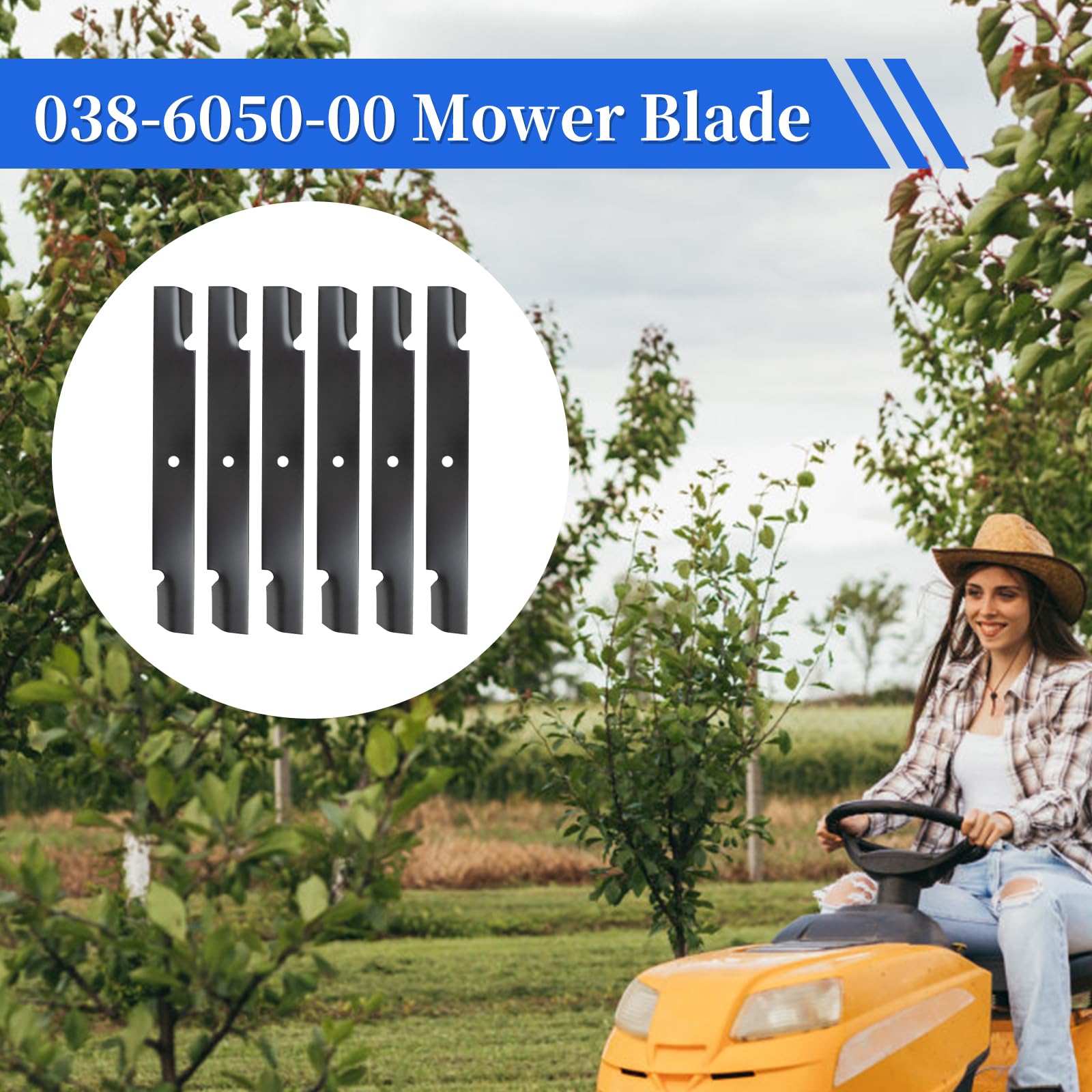 Keycci 038-6050-00 - Cuchillas de alta elevación compatibles con Bad Boy to ro de 60 pulgadas, cuchillas de cortacésped con muescas de repuesto 038-6060-00 038-2007-00 103-2530, paquete de 6