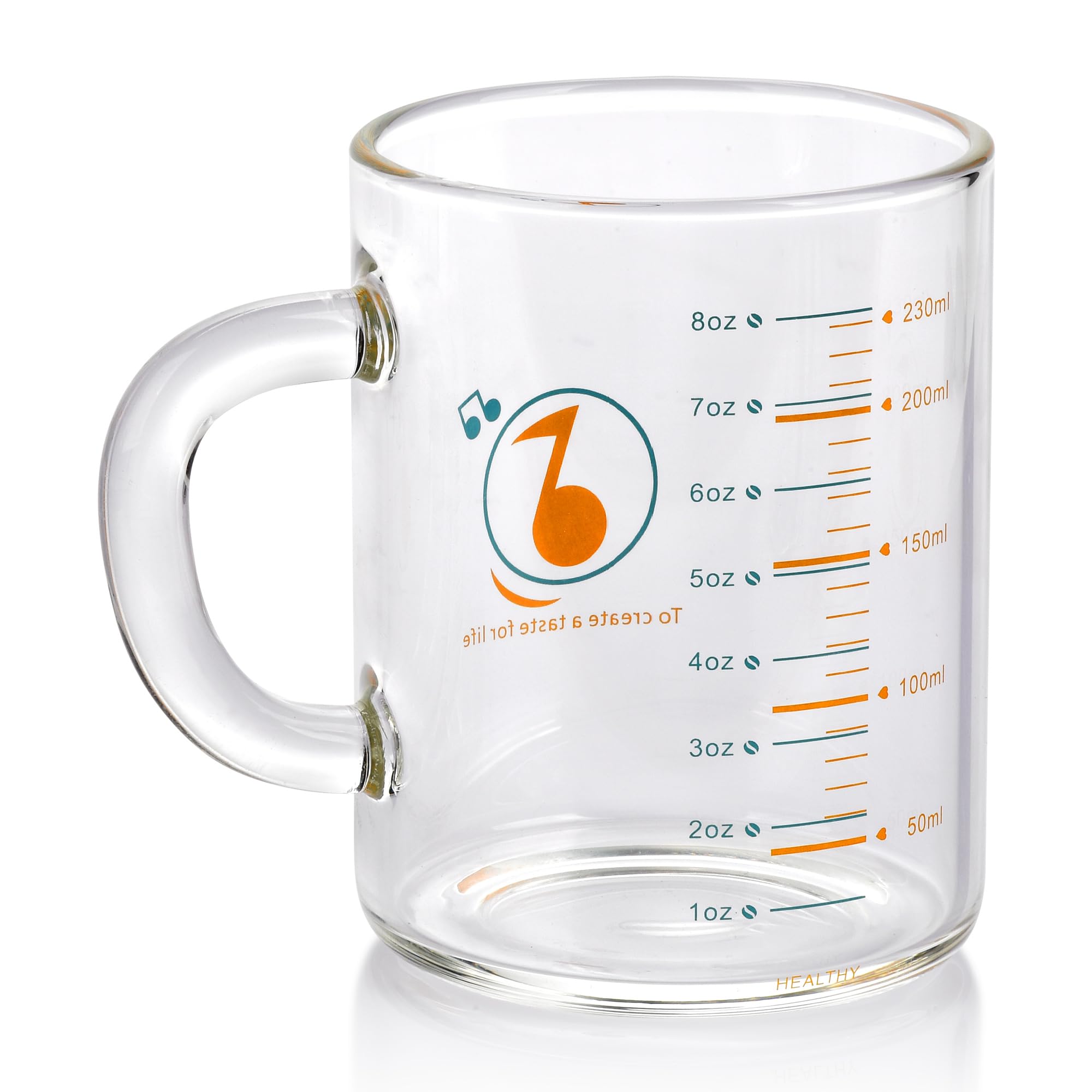8 Oz Glass Measuring Cup Espresso shot glasses Clear Coffee Mugs for Hot or Cold Glass Expresso Small Coffee Cup with Glass Handle High Borosilicate Glass Cup (Colorful)