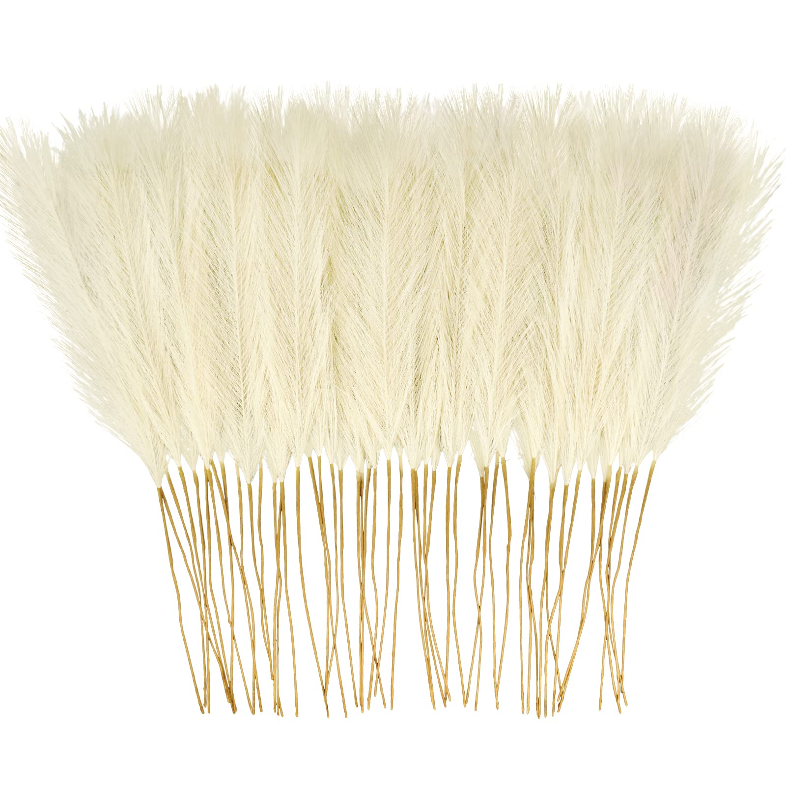 50PCS Faux Pampas Grass, 21.6" Short Artificial Pompous Grass Floral Fake Pompas Grass Branches Vase Filler Flower Arrangement for Home Wedding Boho Decor, Beige