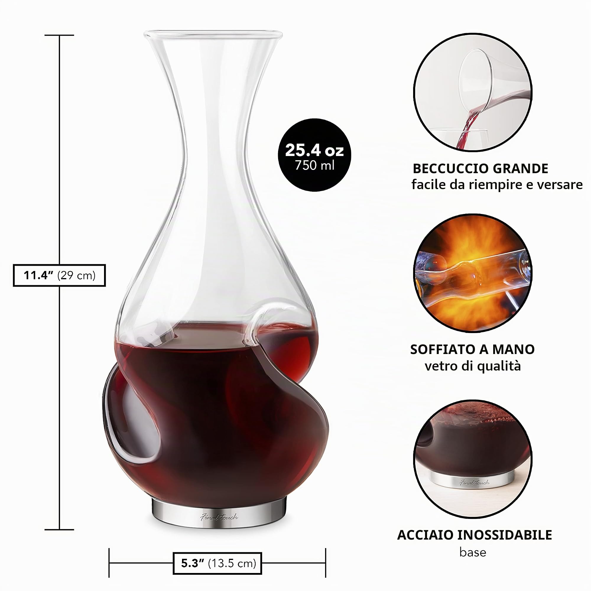 L'GRAND Conundrum Areatore Vino Decantatore Bottigla Capacità 750ml