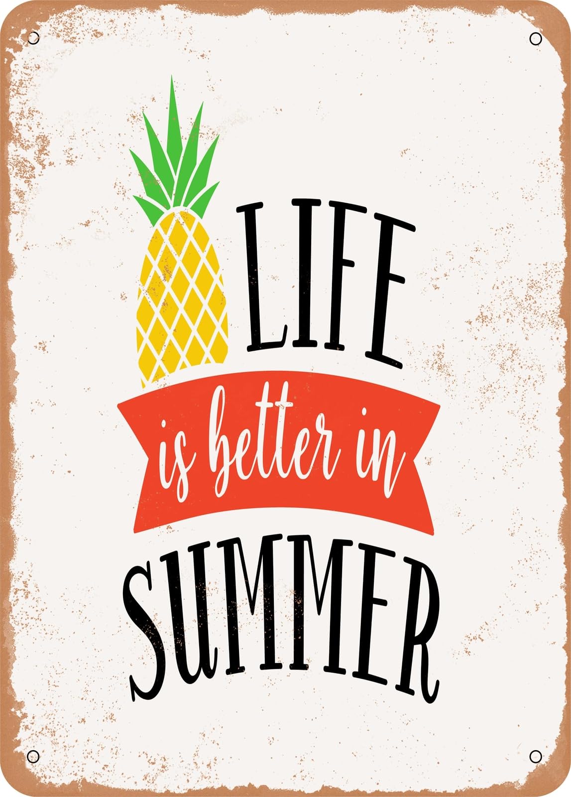 Miaomansenstore Metal Sign - Life Is Better In Summer - 3 - Vintage Rusty Look Home Decor