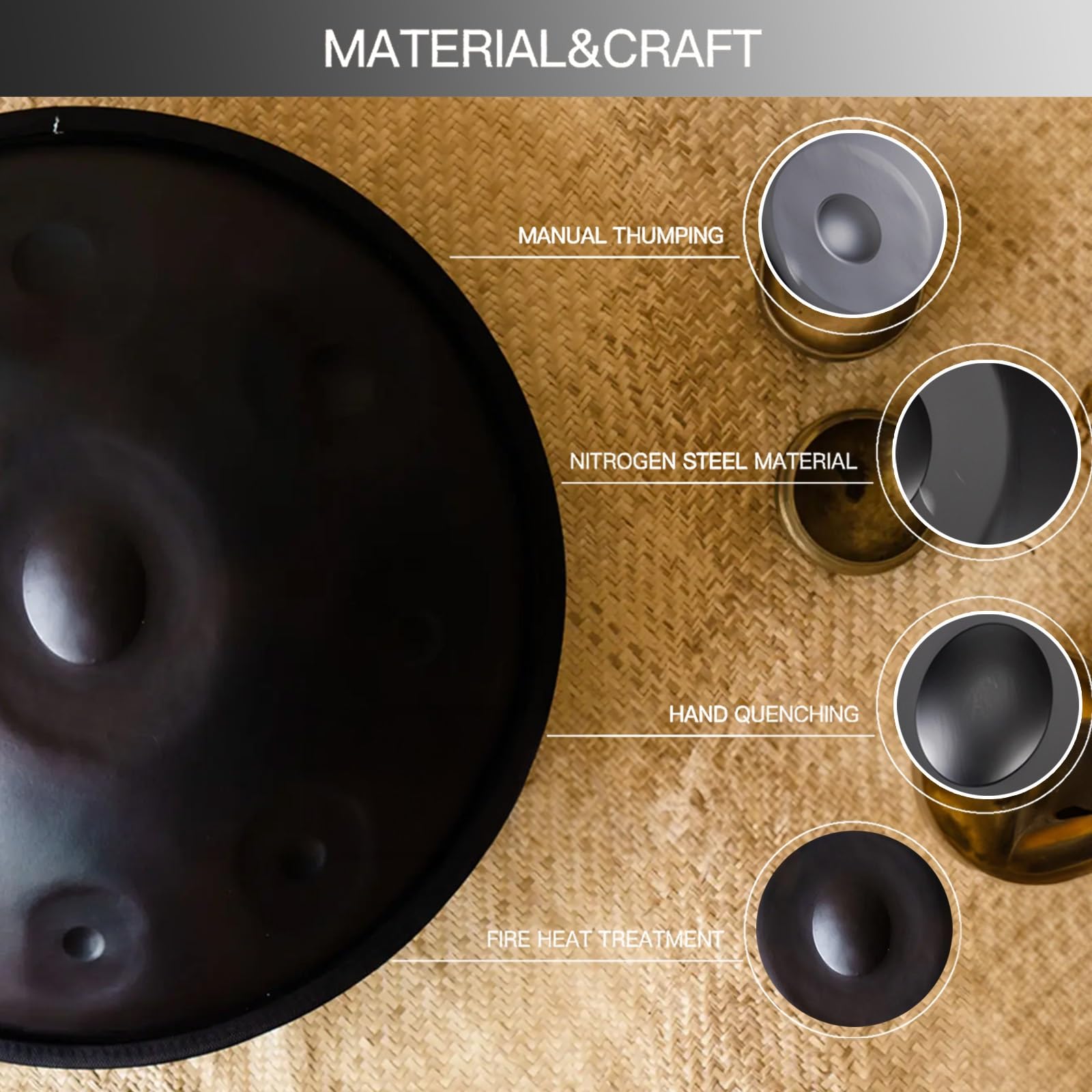 Tambour Handpan À 432 Hz / 440 Hz, Tambours Handpan De 9/10 / 12 Notes Pour Adultes Et Enfants, Tambour À Langue En Acier De 55 Cm Pour L'éducation Musicale, Le Yoga, Méditation Et Cadeaux Zen (Siz