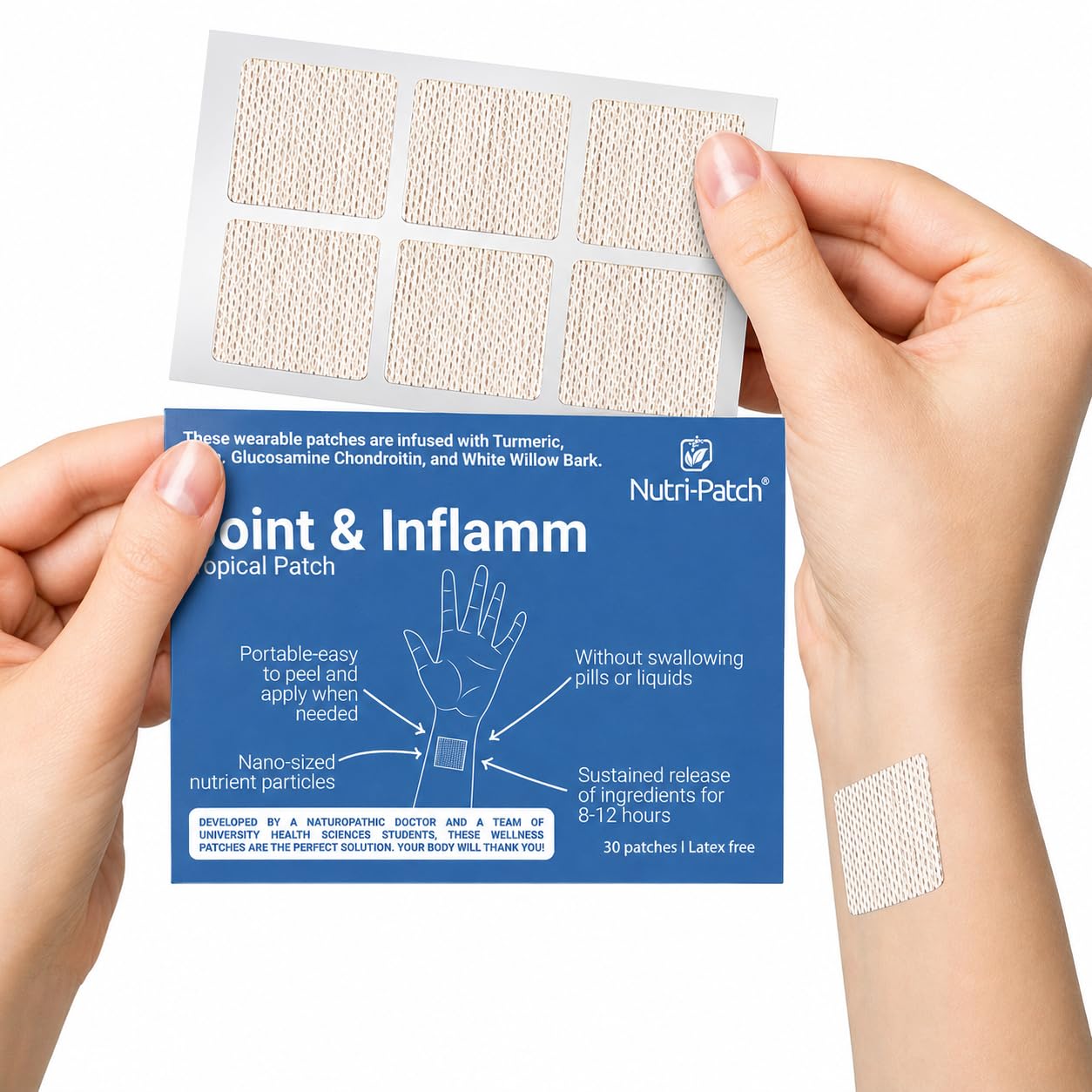 NUTRI-PATCH Inflam Body Patches, Turmeric, MSM & Glucosamine, 30 Count