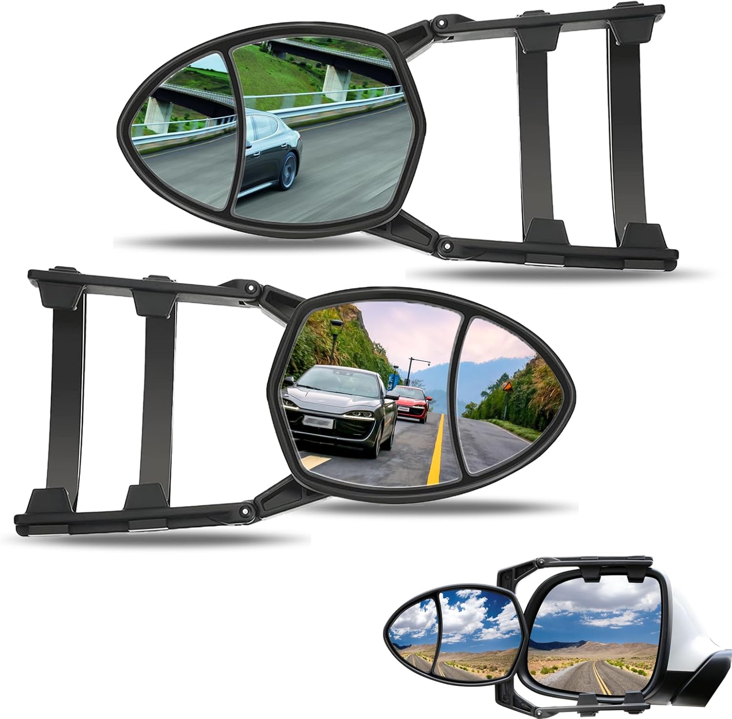 Sodcay 2 PCS Clampon Towing Mirrors, Universal Towing Mirrors, Towing Mirror