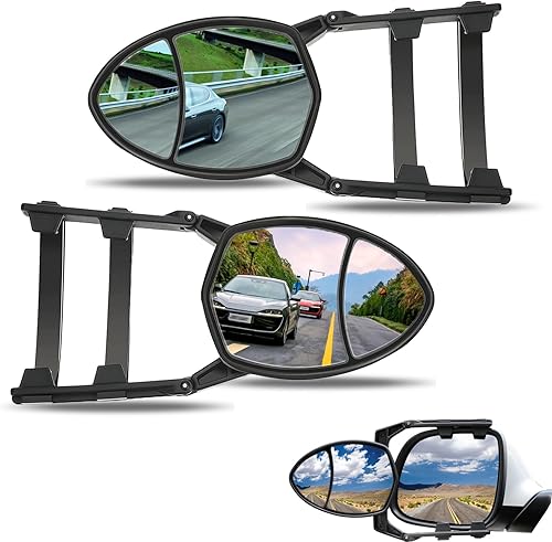2 espejos de remolque con abrazadera, espejos de remolque universales, extensiones de espejo de remolque, espejo extensor ajustable de doble visión,