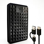 ModusTech Facet 1TB Disque dur externe Portable USB-C/USB 3.1 — Jusqu'à 2TB Mince HDD pour les sauvegardes, Gaming, PC, Mac, ordinateur portable, PS4, PS5, Xbox, Smart TV noir