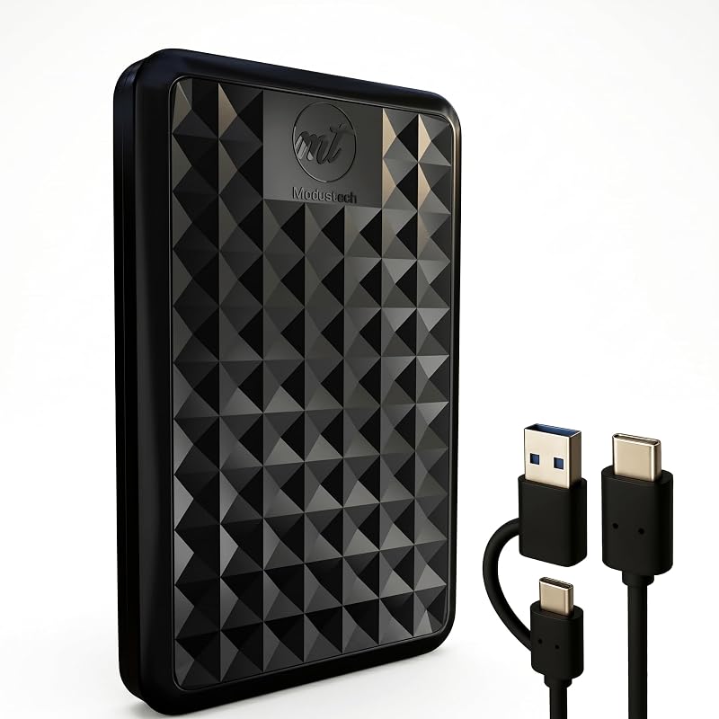 Facet 1TB External Hard Drive Portable USB-C/USB 3.1 Plug & Play Ultra- Slim HDD Hard Drive for Backup, Gaming, PC, Mac, Laptop, PS4, Xbox, Smart TV (Black)