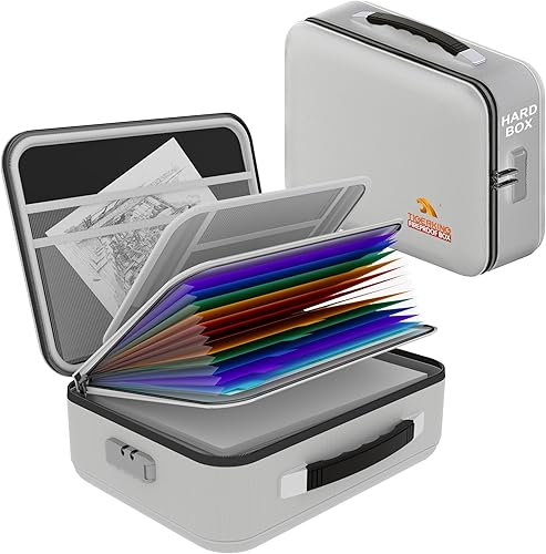 Miniatura 9 de TIGERKING Caja fuerte de documentos a prueba de fuego con cerradura y asa, organizador de documentos ignífugo con carcasa dura, caja fuerte portátil