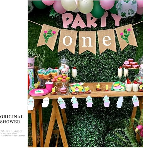 Miniatura 5 de Cartel de cactus para silla alta para primer cumpleaños, guirnalda de primer cumpleaños para silla alta Hawaii ONE, decoración de fiesta de verano,