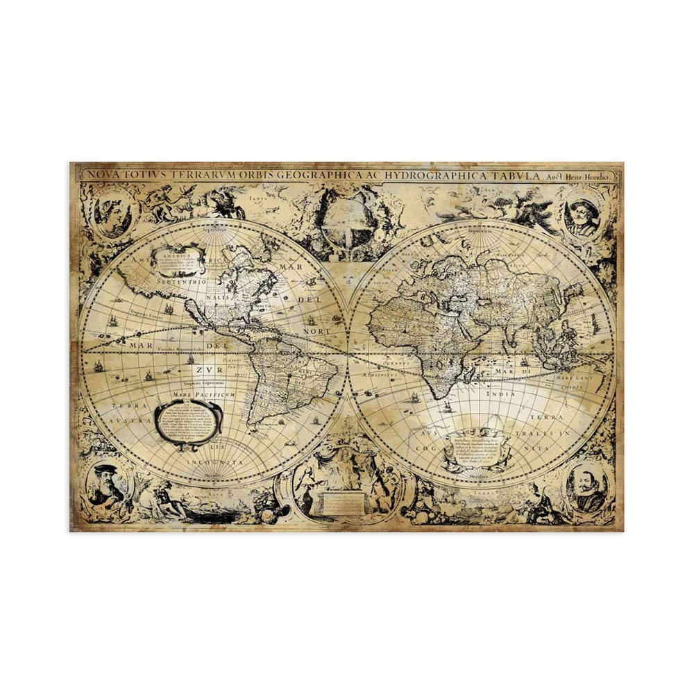 Impression sur papier carte ancienne habiller grand mur vide poster 120x80