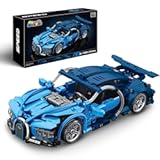 1:18 Technic Super Sports Cars Model Sets - 423 PCS Blue MOC Building Block Car Raceing Engineering Toys - Gift Idea for Adults Boys Girls for Play and Display Collection