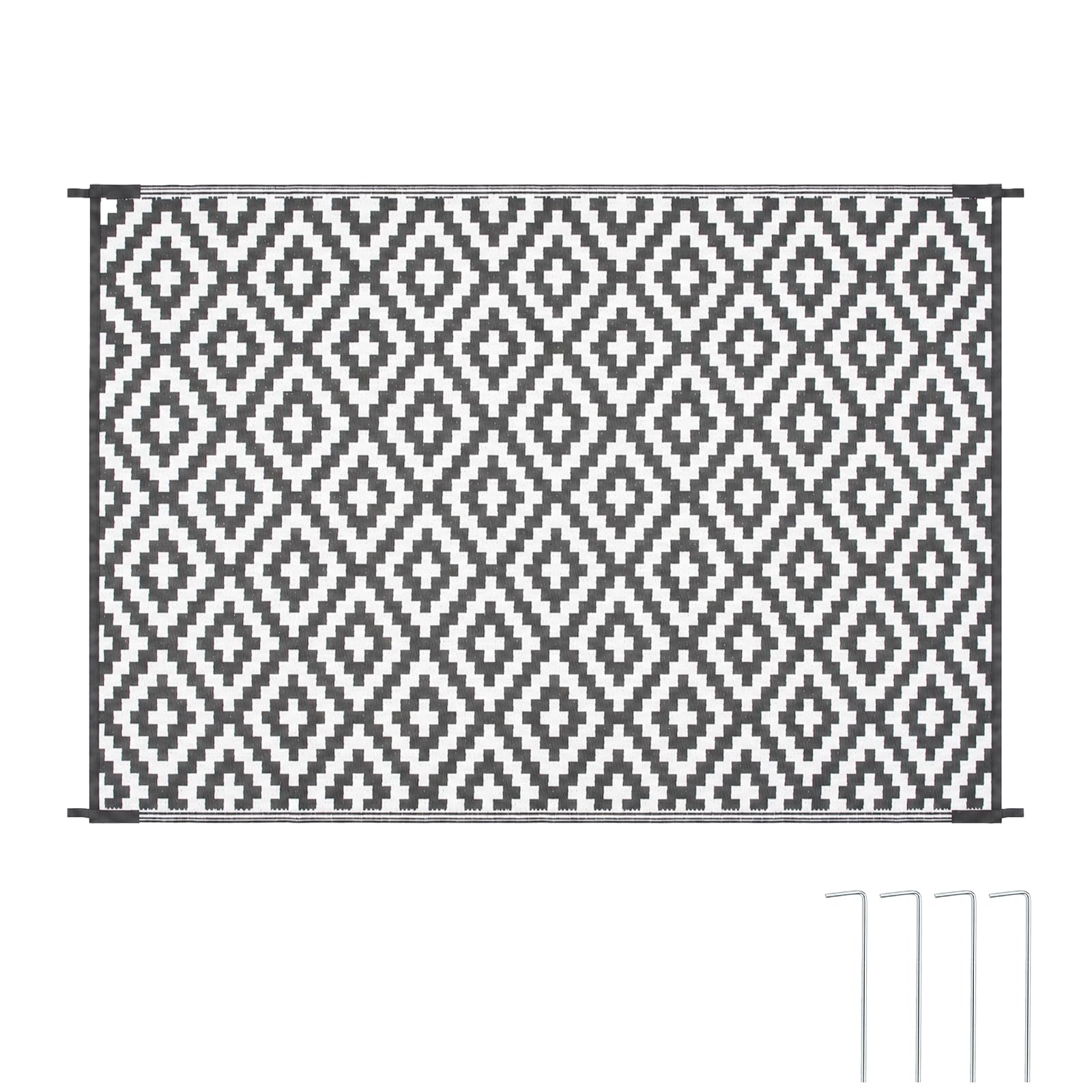 BLOMZA 120 * 180cm Double Sided Outdoor Rug, Modern Patio Mat for Garden Camping