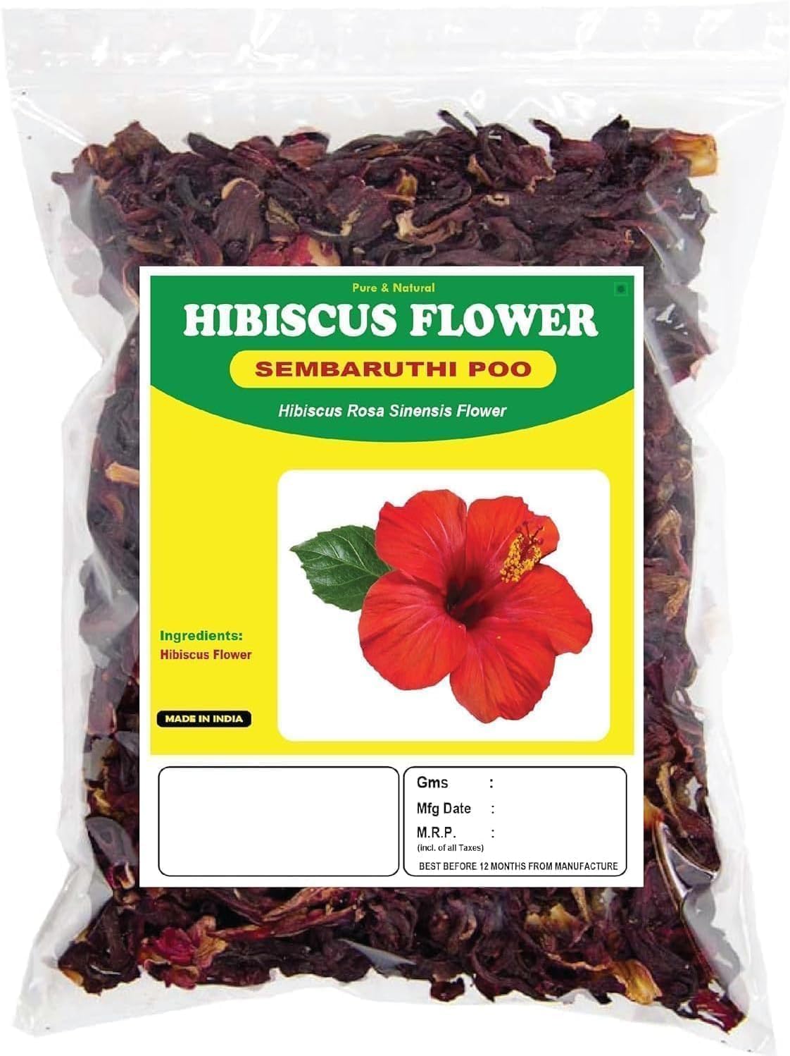 Natural Raw Hibiscus Flower 150Gm | Dry Hibiscus Flower | 100% Natural Rosa Sinensis for Hair Care & Face Pack | Gudhal Ka Phool for Hair Growth | Skin Care (Pack of 1)