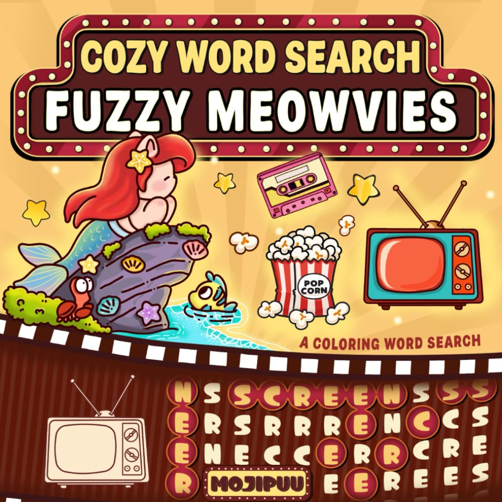 Fuzzy Meowvies: Cozy Word Search Coloring Puzzle Books for Adults and Teens Relaxation (Coloring Word Search)