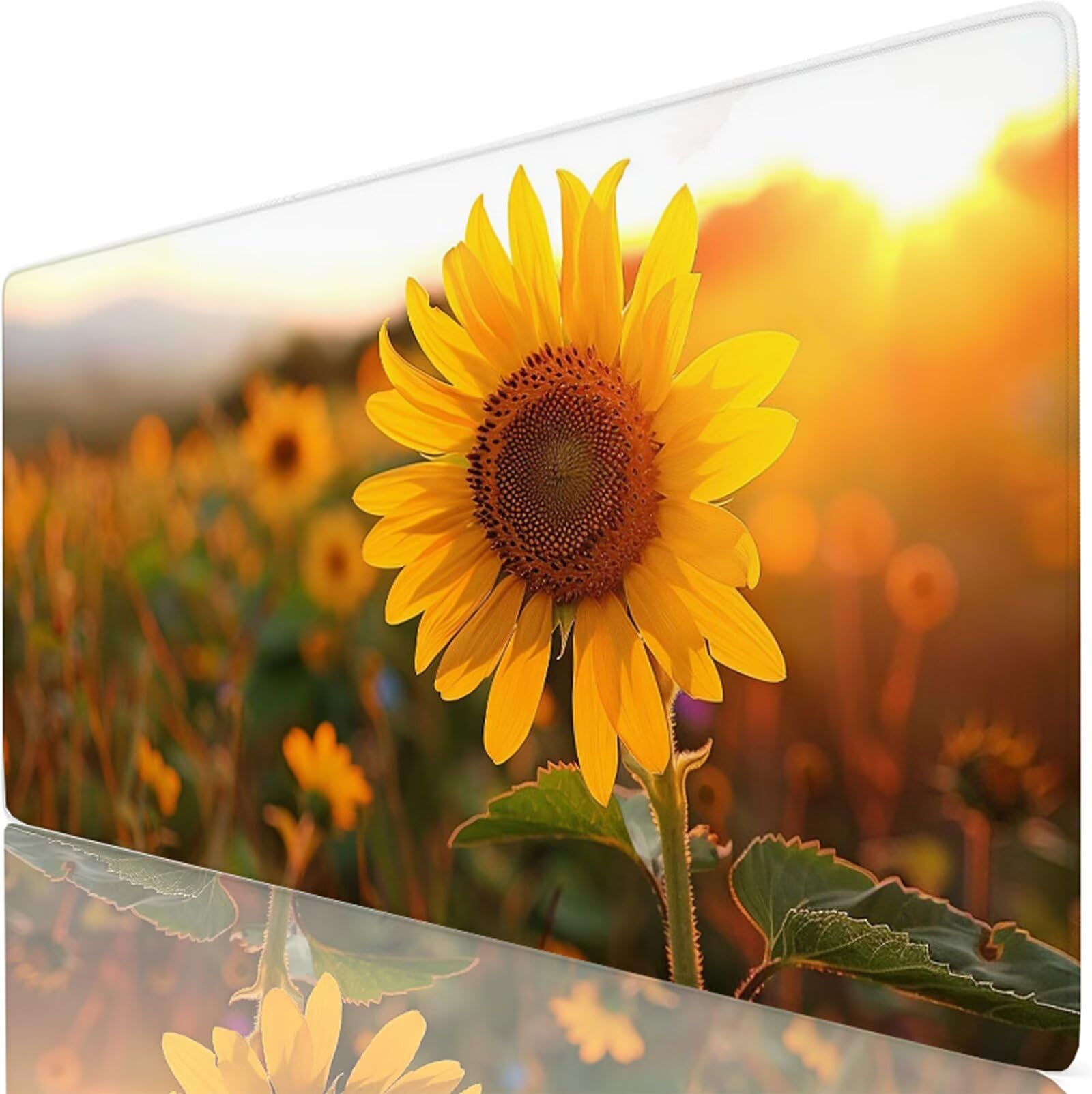 Tournesol Grand Tapis de Souris Gamer 1200x600mm, Tapis de Bureau Gaming Plantes (2) avec Coutures Renforcées, Base en Caoutchouc Antidérapant, Mouse Pad XXL pour Gaming et Bureau, Portable W6-1080