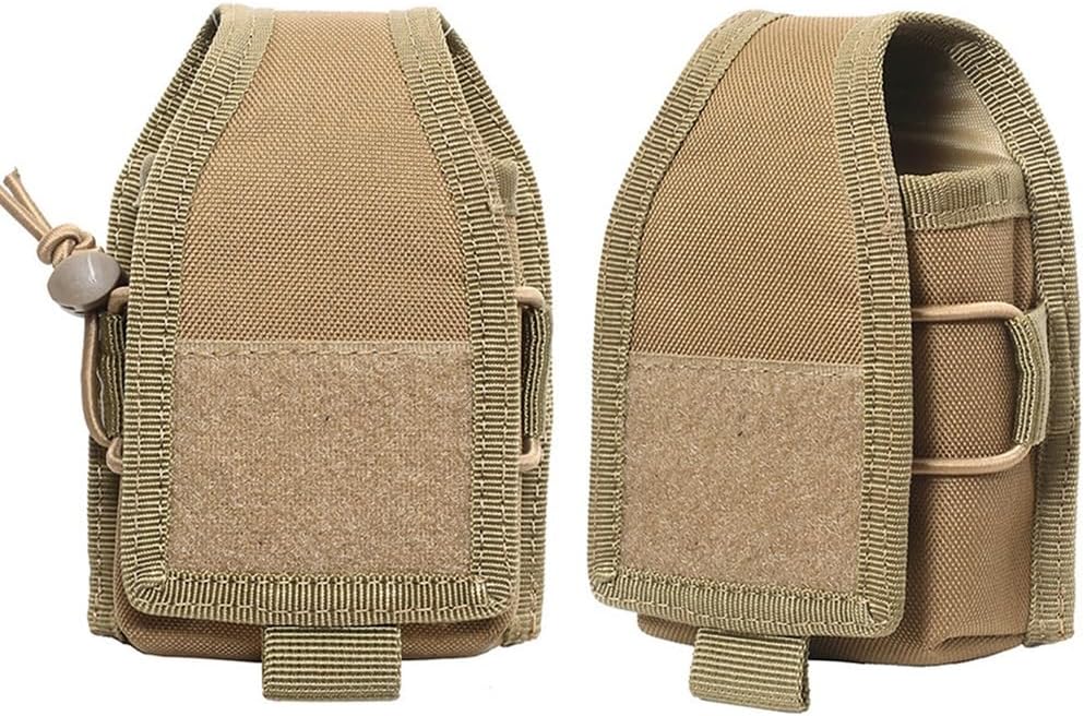 Versatile Pouch Case Holder for GPS Phone, Universal Radio Pouch, Adjustable Molle Magazine Bag with Elastic Cord, Small Nylon Belt Pack for Walkie Talkies Radio