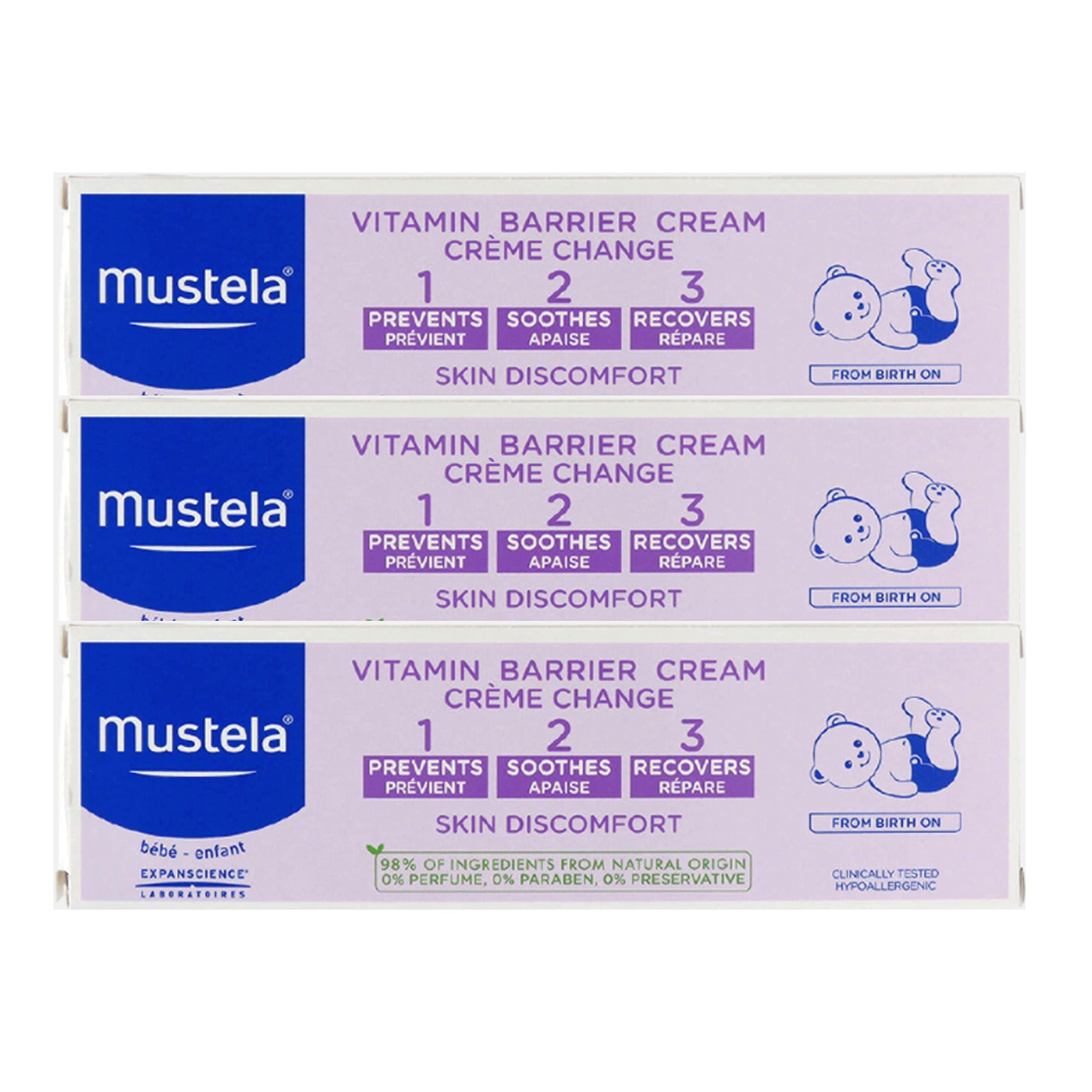 Mustela Baby 123 Vitamin Barrier Cream (Diaper Rash Cream) 100ml - Buy 2 Get 1 Free - Diaper Rash Relief Bundle