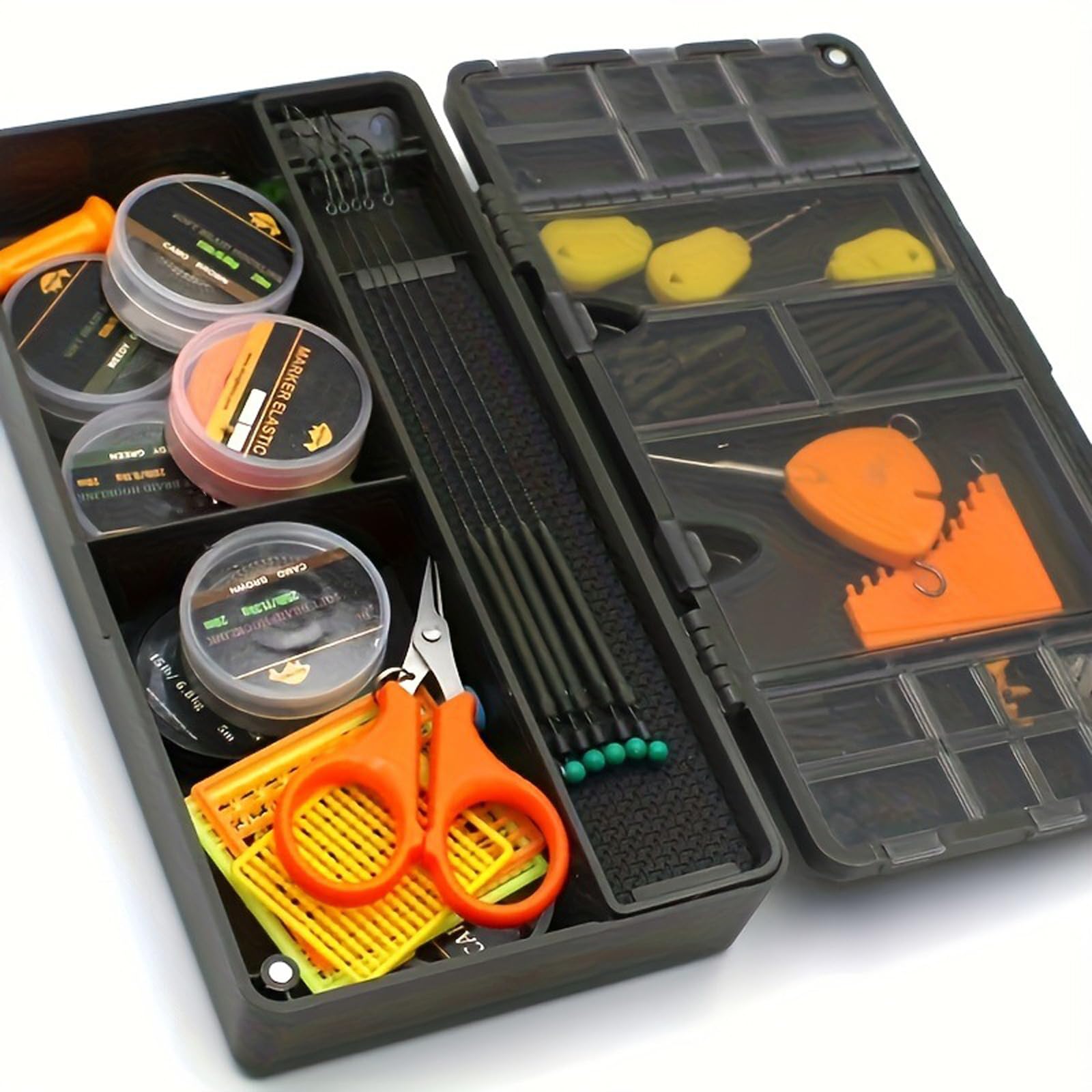 Caja de aparejos de pesca con pasador de aparejo, caja de almacenamiento de aparejos de pesca, contenedor de accesorios de pesca, caja de almacenamiento fácil de transportar