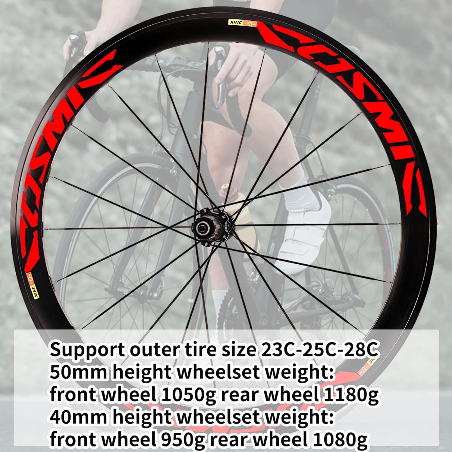 Juego de ruedas para bicicleta de carretera, con freno V/C y de disco, ruedas de aleación de aluminio de 40/50 mm y 700C, cierre rápido de 20 radios para cassette de 8, 9, 10 y 11 velocidades.