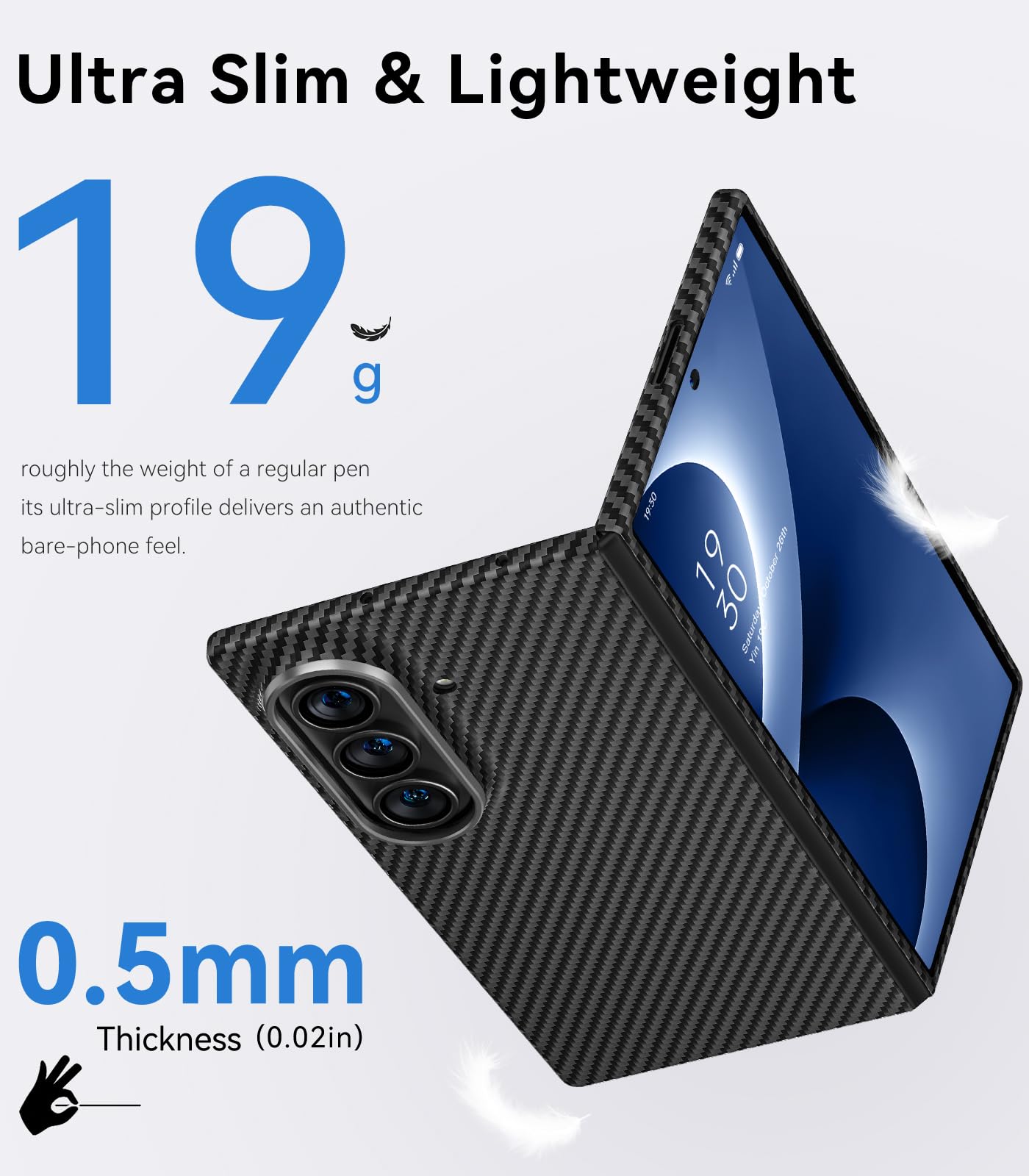memumi Carbon Hülle für Galaxy Z Fold 8 Ultra, 0.5 mm Superdünn Handyhülle | Schutzhülle aus echter Aramidfaser mit Fallschutz für Galaxy Z Fold 8 Ultra (2026)