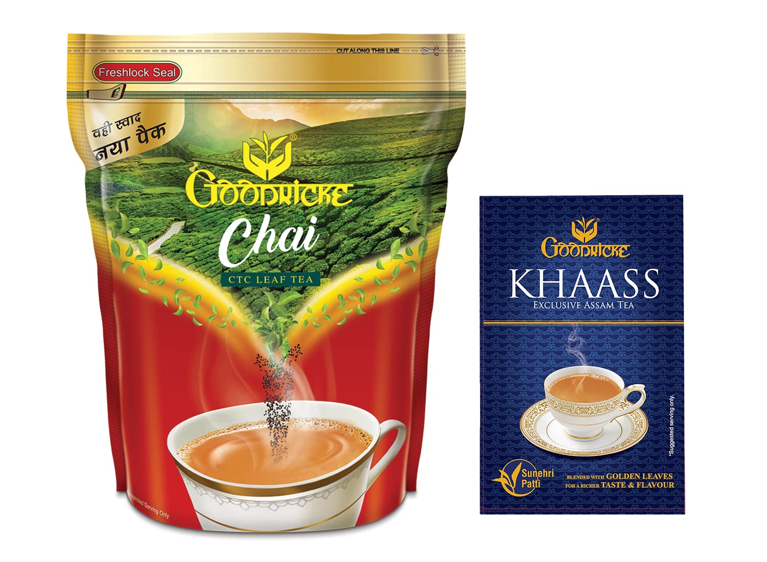 GOODRICKE Chai Combo - Chai CTC Leaf Tea - 1 kg + Khaass Assam tea - 250 gm | Kadak chai Patti | Rich Taste and Flavour | Premium Milk tea | Irresistible Aroma