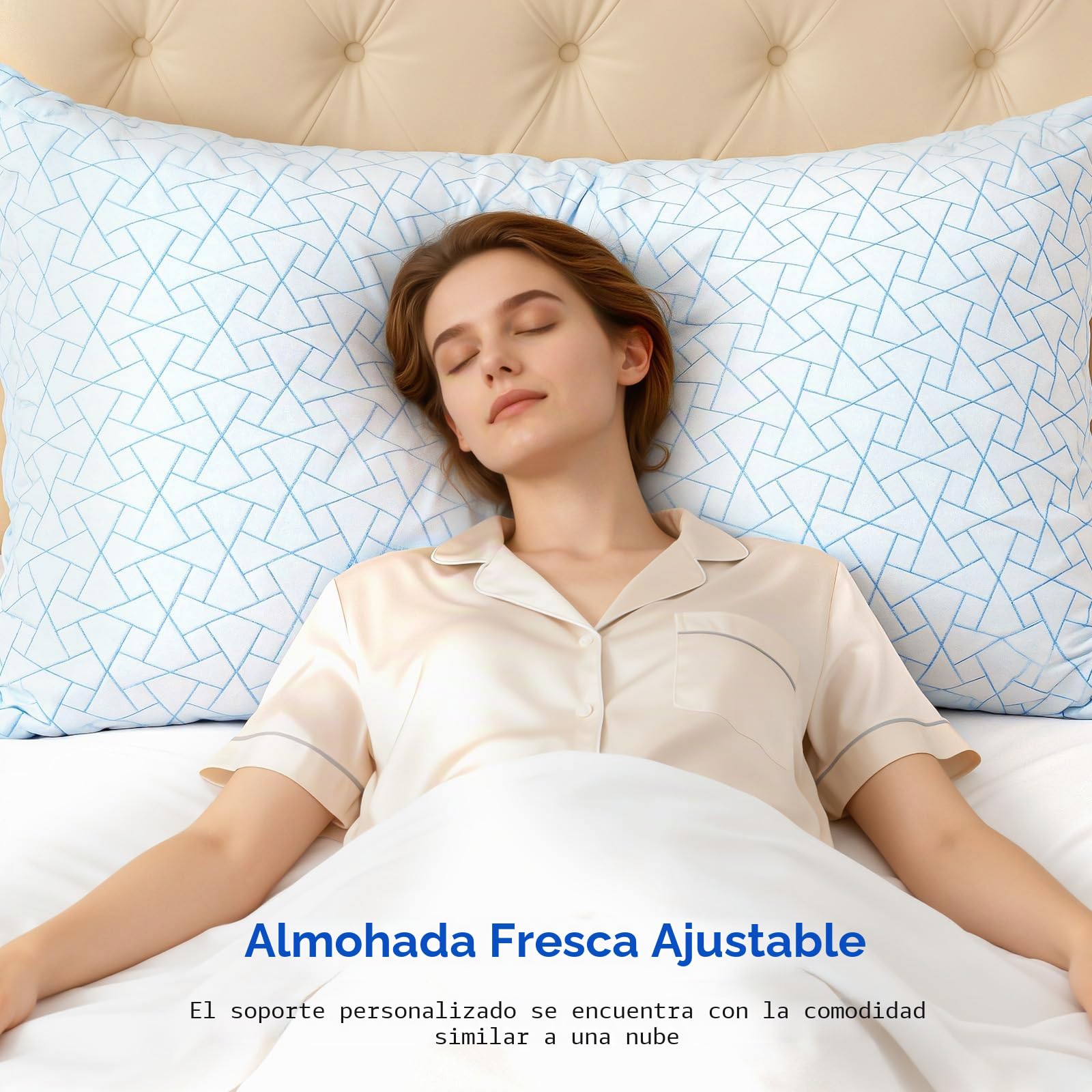 A-Pce Almohadas Altura Ajustable Almohadas 76x51 cm (2 Unidades), Relleno de Microfibra Hipoalergénico Almohada Viscoelastica, Apto para Todas Las Posiciones al Dormir